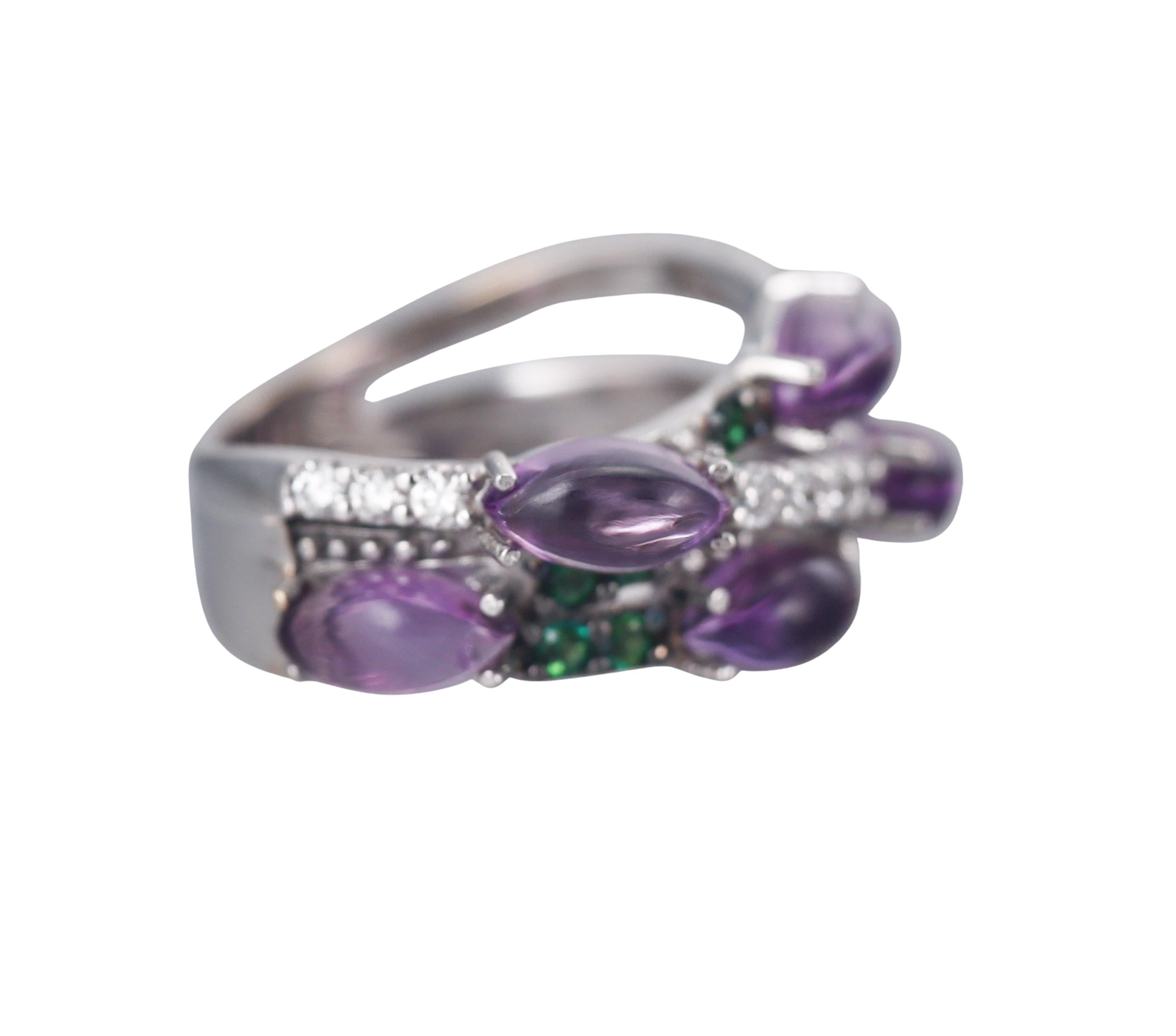 Tavanti 18k Gold Diamond Green Topaz Amethyst Ring
