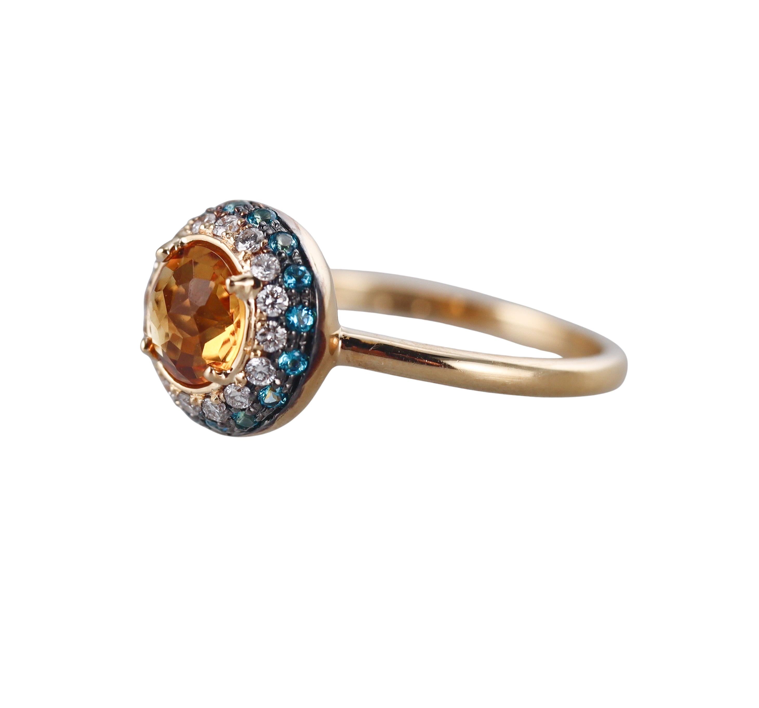 Tavanti 18k Gold Diamond Paraiba Topaz Citrine Ring