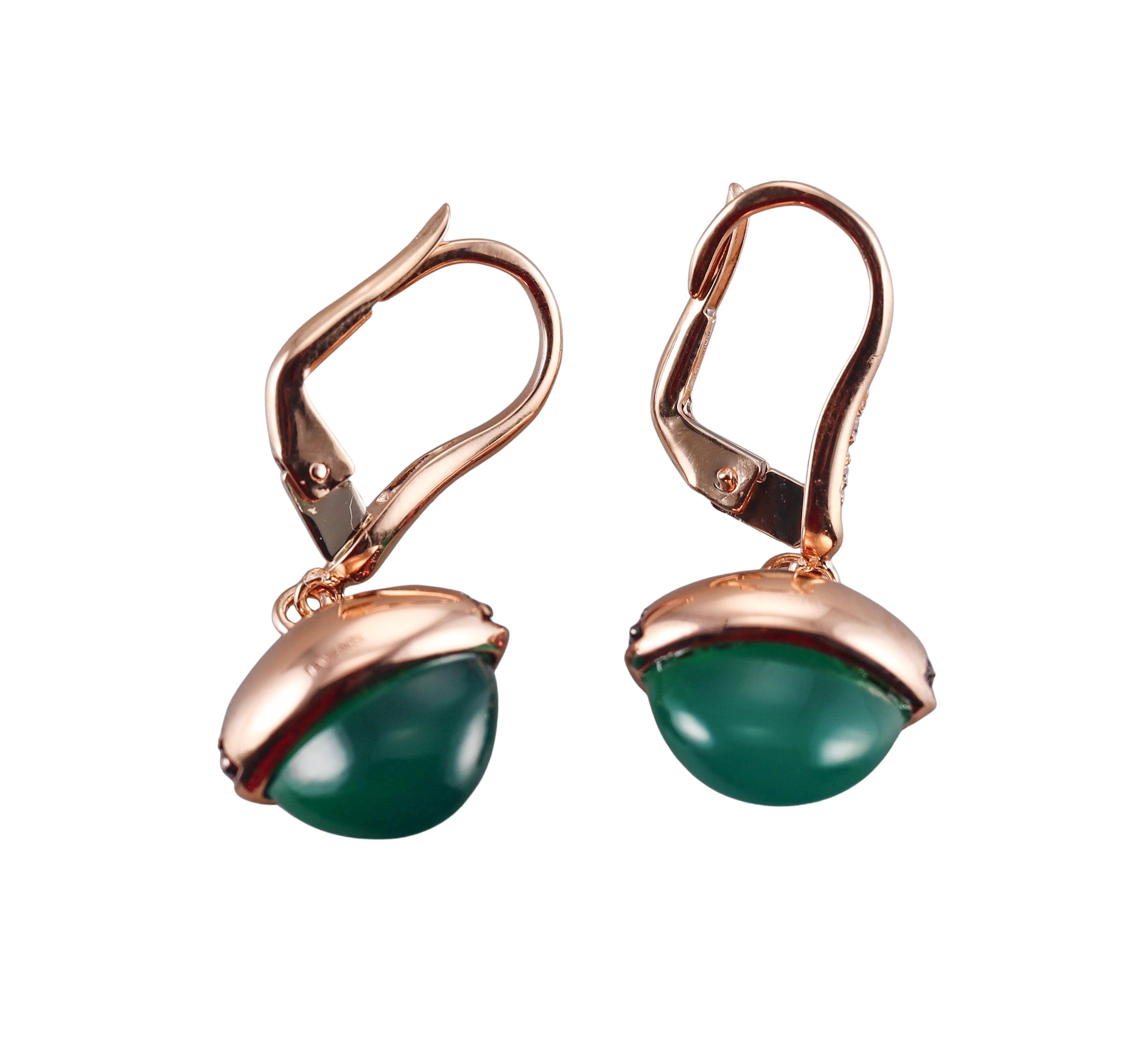 Tavanti 18k Gold Diamond Green Onyx Pink Topaz Earrings