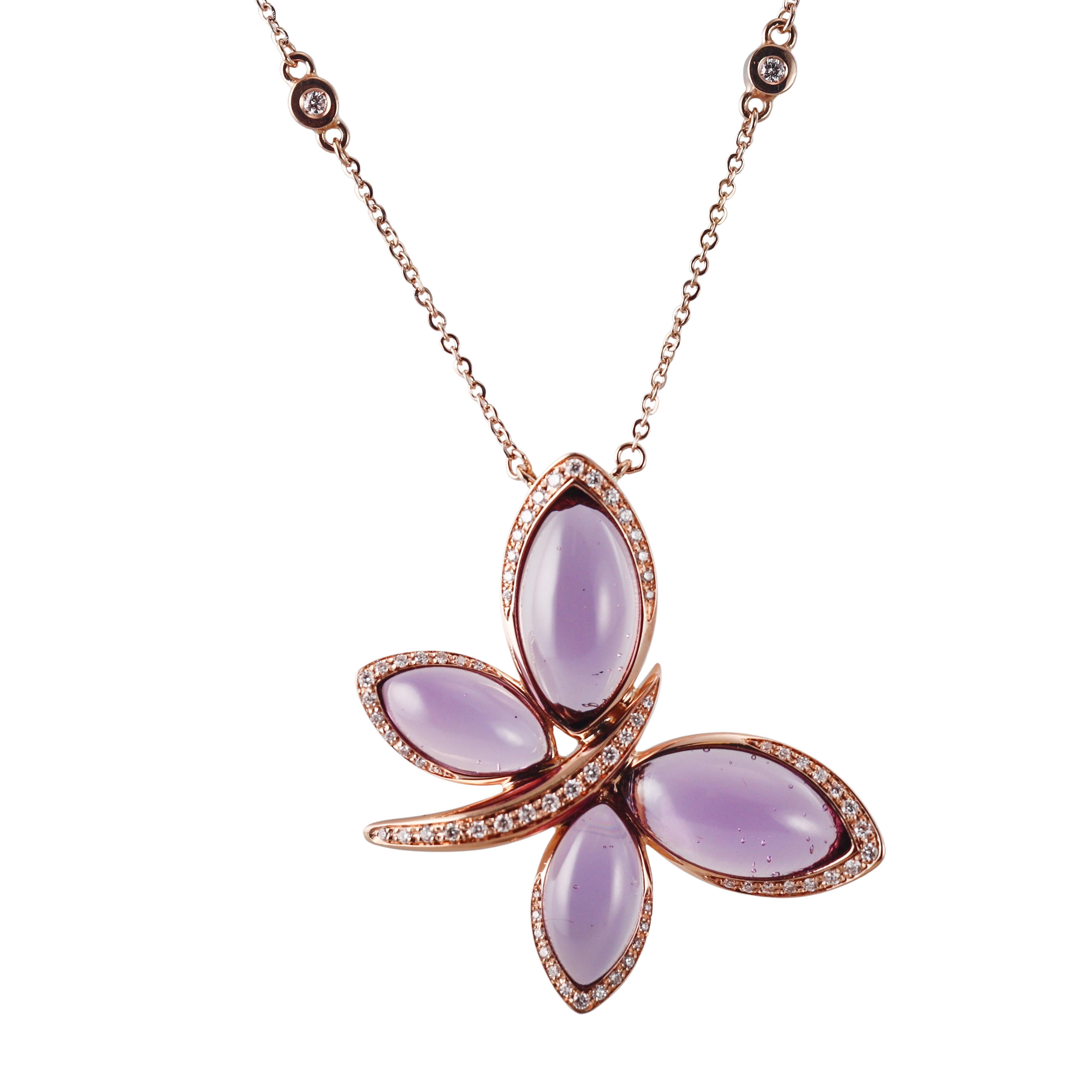 Tavanti 18k Gold Diamond Amethyst Butterfly Necklace