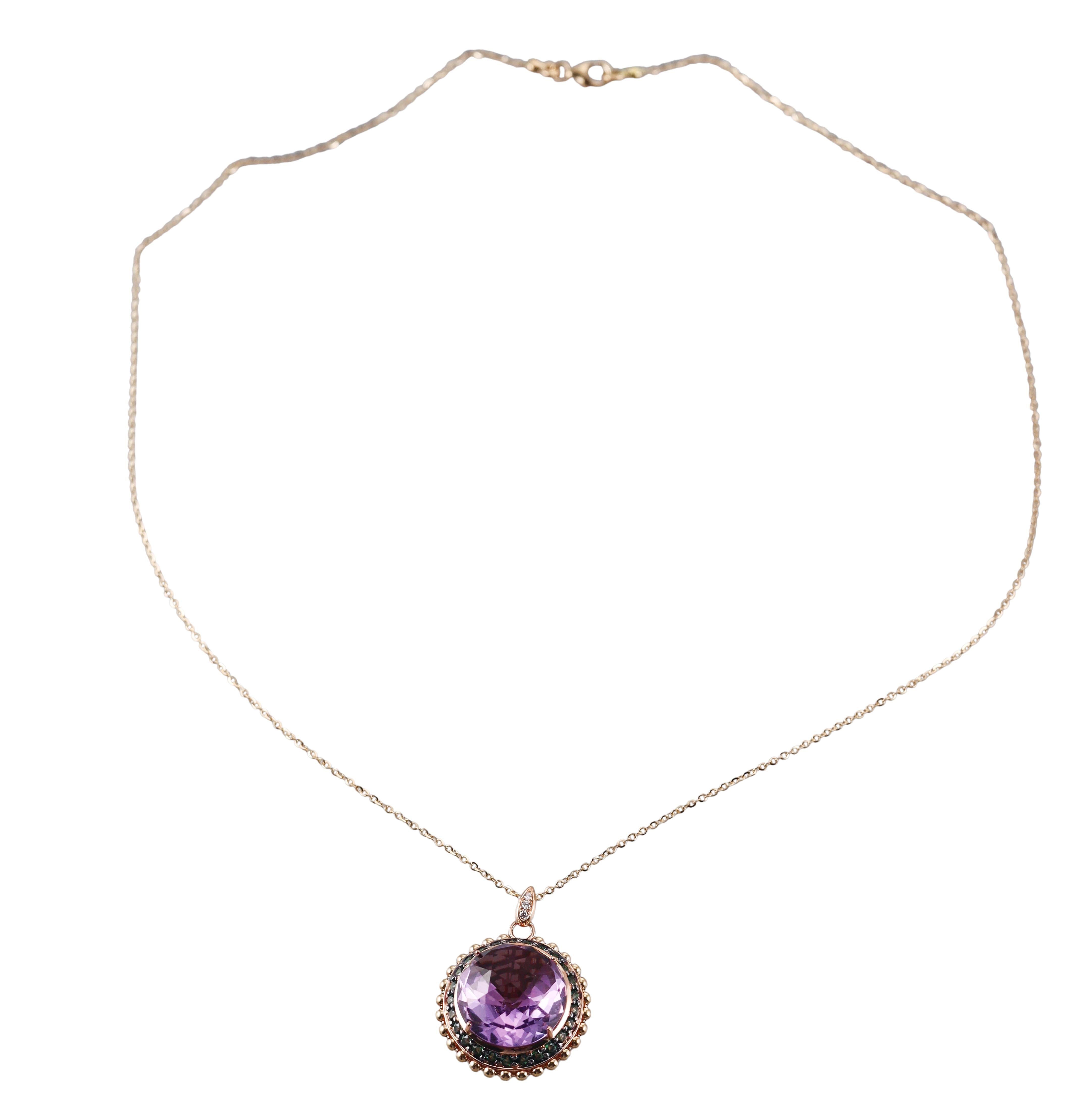 Tavanti 18k Gold Diamond Amethyst Green Topaz Necklace