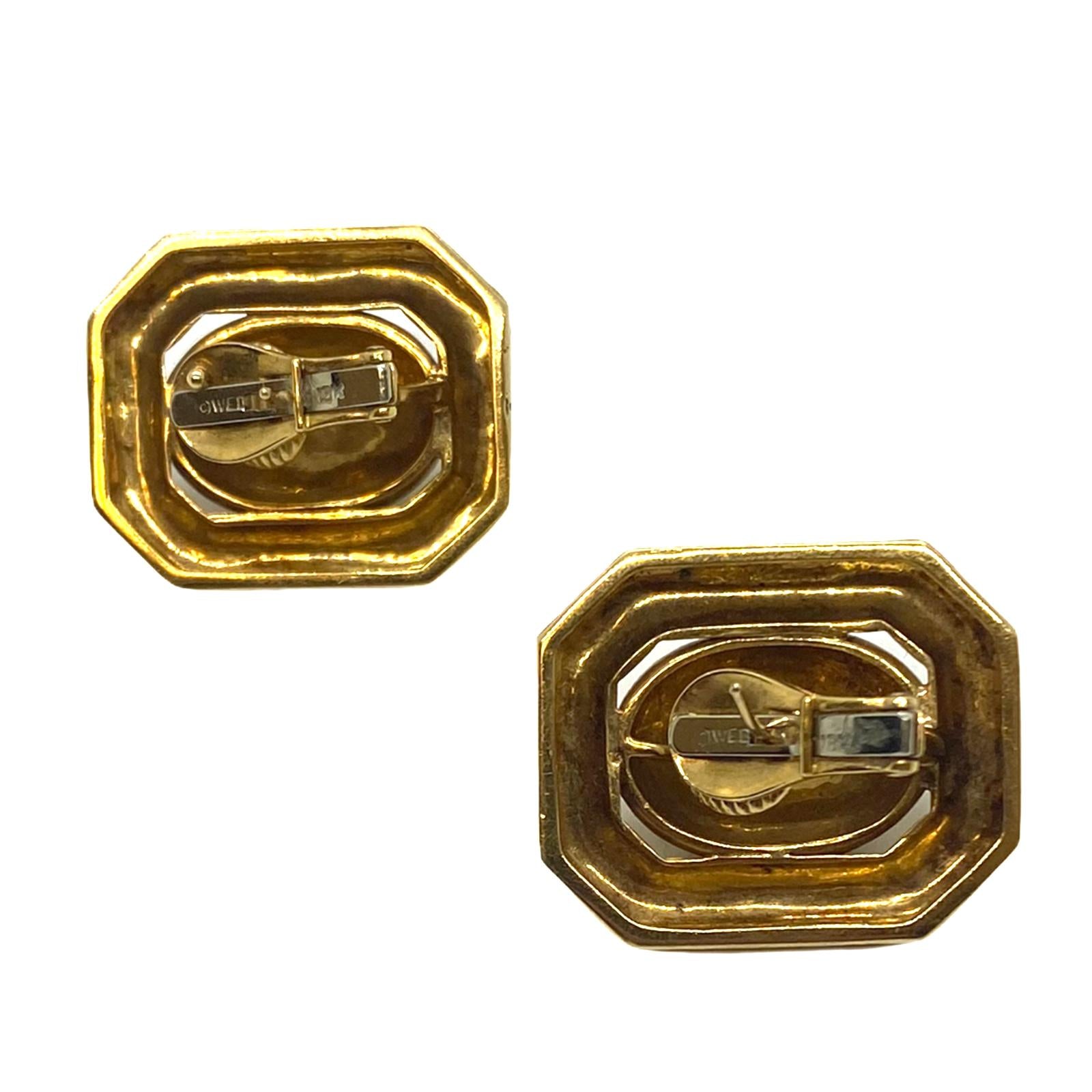 Large David Webb Hammered Gold Earrings