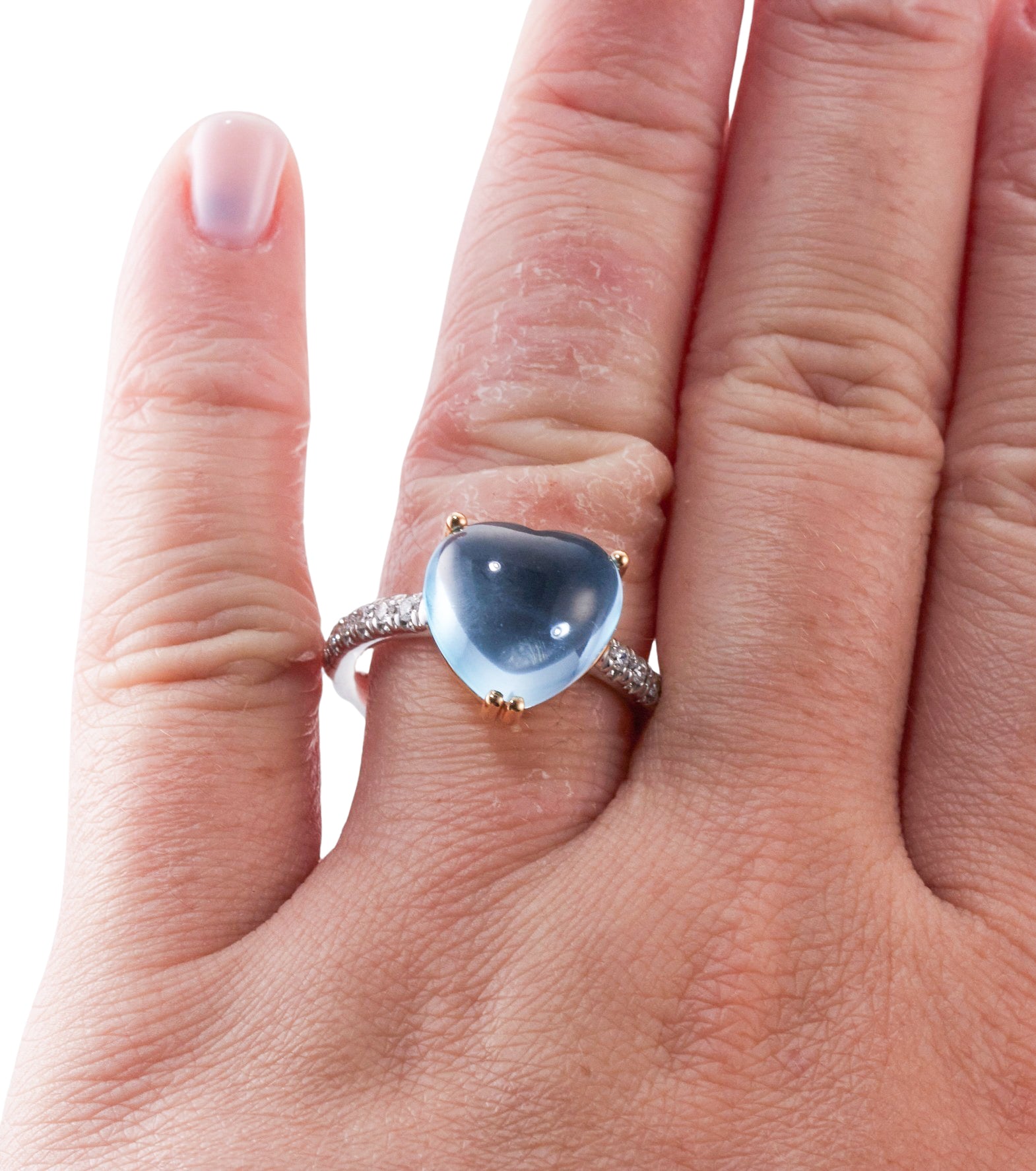 Mimi Milano Juliet Blue Topaz Diamond Gold Heart Ring