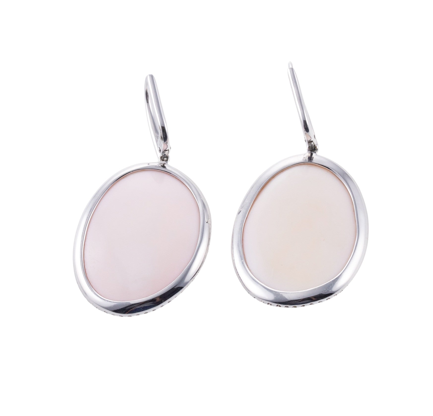 Mimi Milano Aurora Pink Mother of Pearl Diamond Gold Oval Earrings