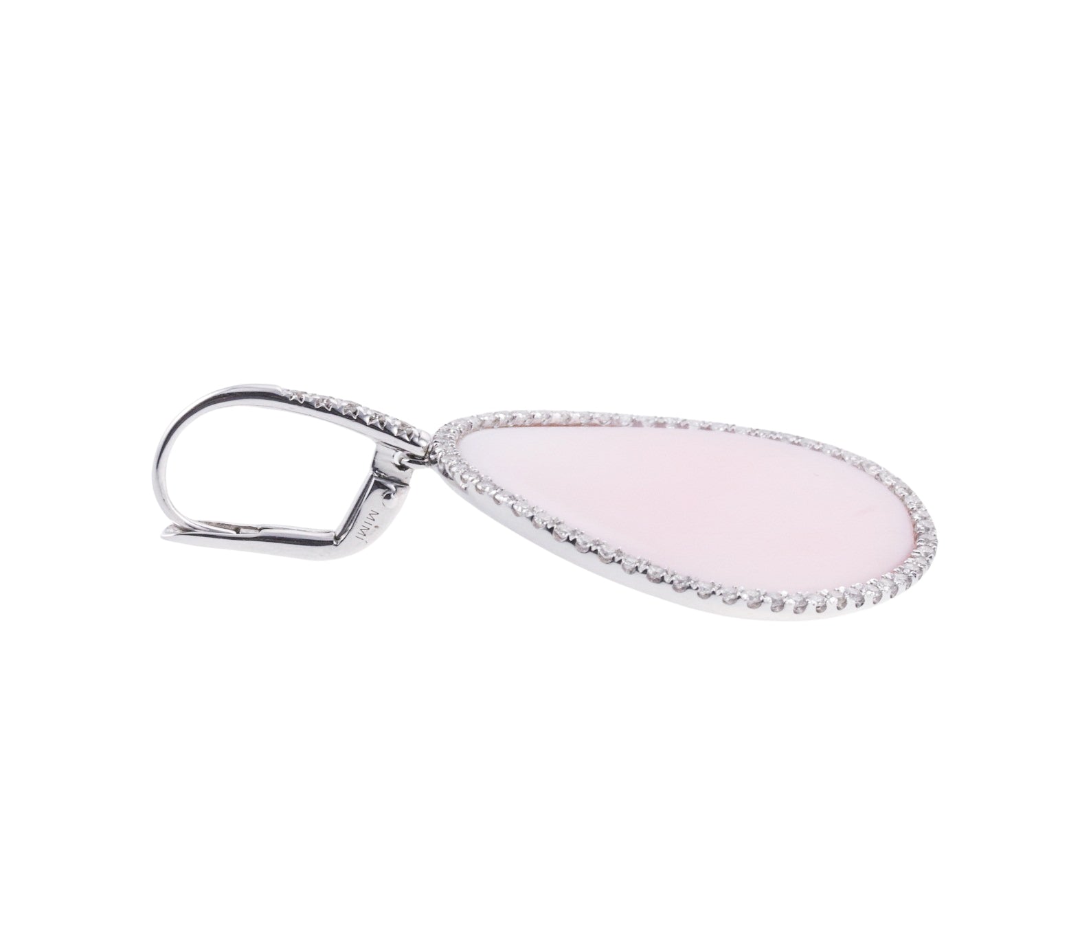 Mimi Milano Aurora Pink Mother of Pearl Diamond Gold Oval Earrings