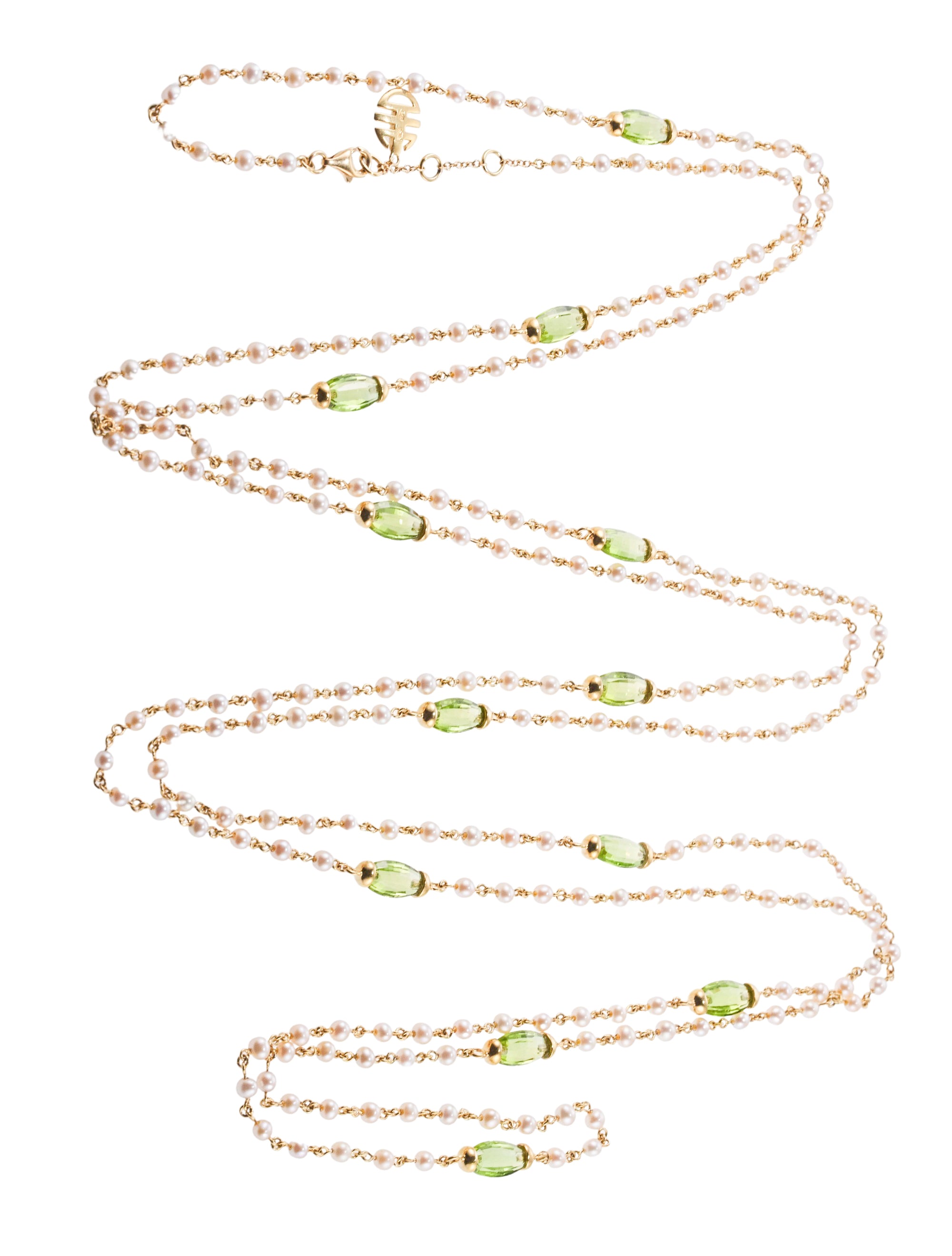 Mimi Milano Nagai Peridot Pearl Gold Long Necklace