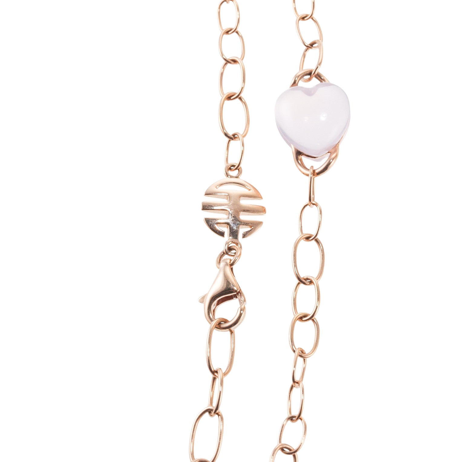 Mimi Milano Juliet Heart Rose Quartz Pearl Gold Station Necklace