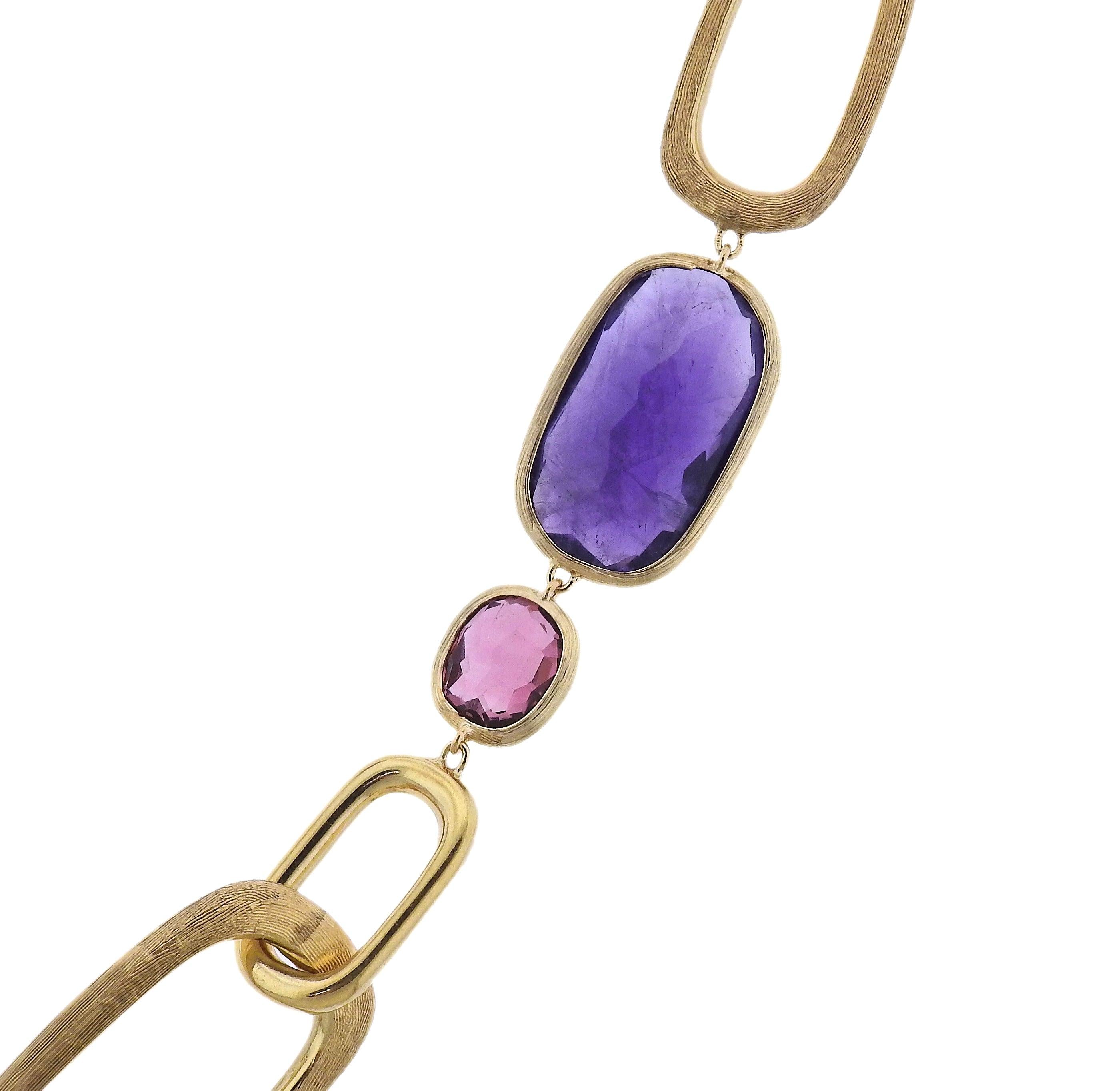 Marco Bicego Murano 18K Gold Gemstone Link Necklace