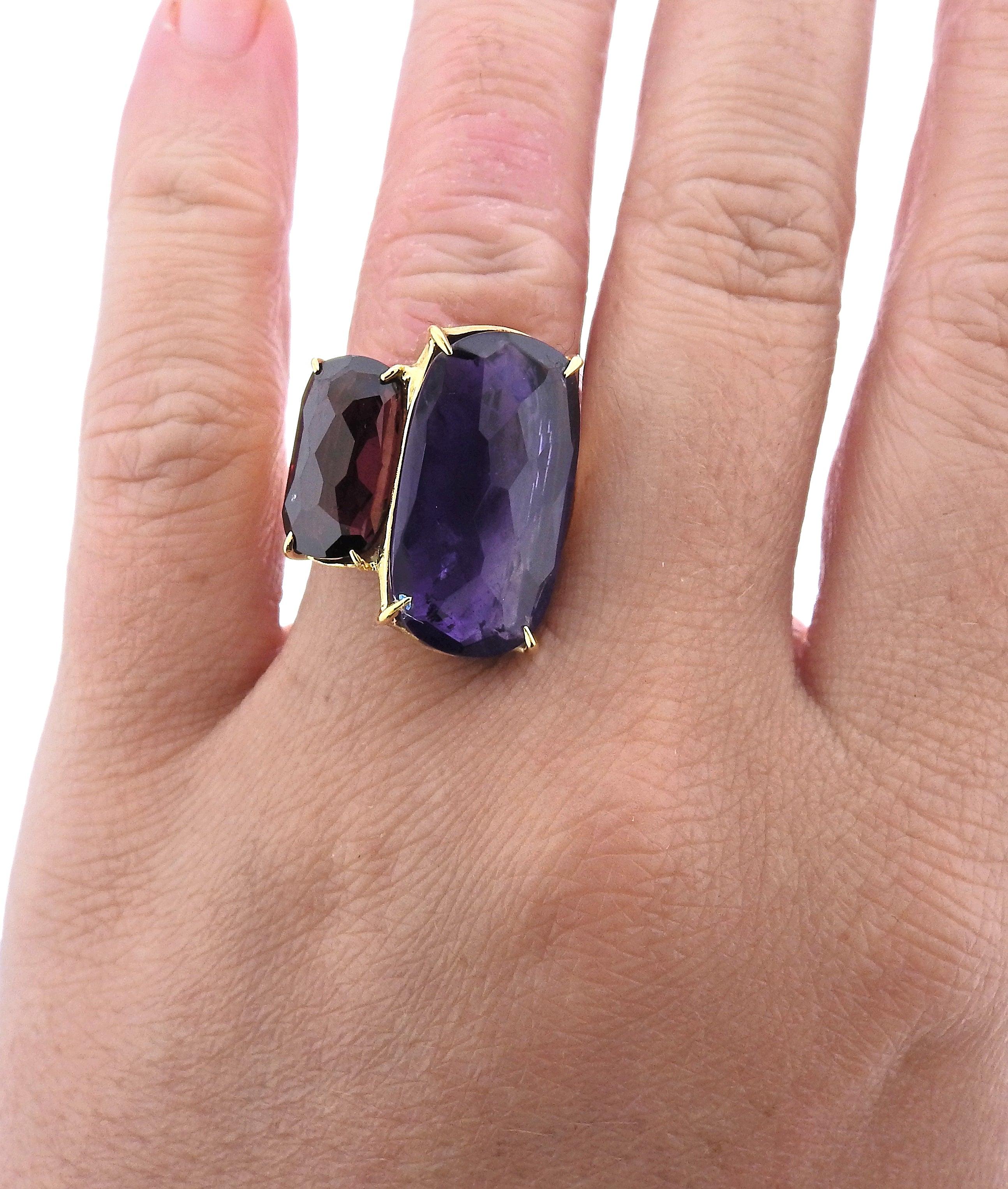 Marco Bicego Murano Gold Amethyst Rhodolite Large Ring