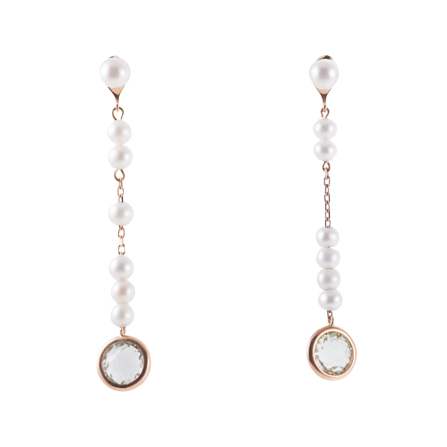 Mimi Milano Prasiolite Pearl Gold Drop Earrings