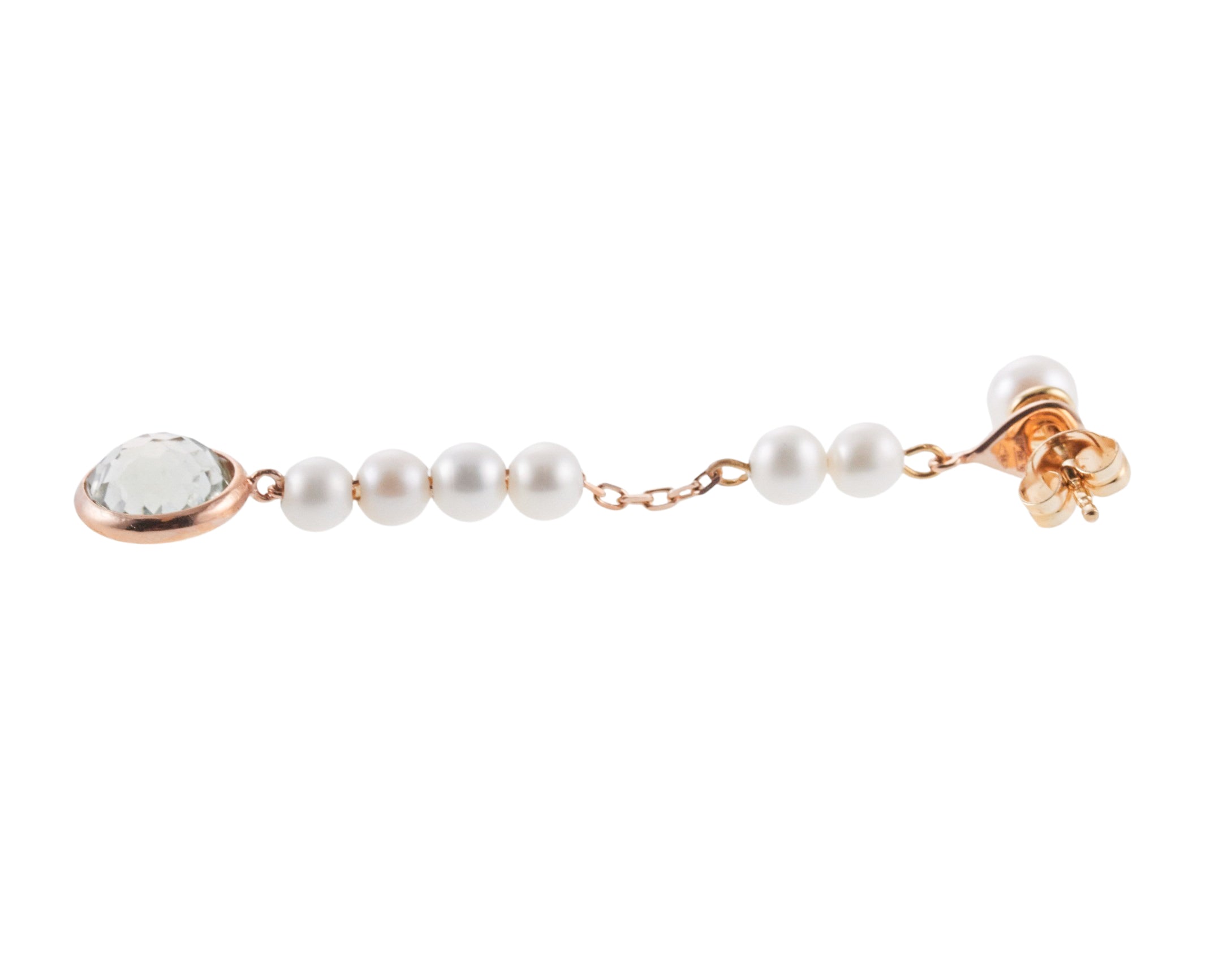 Mimi Milano Prasiolite Pearl Gold Drop Earrings