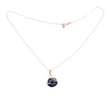 Mimi Milano Grace Black Agate Rose Cut Diamond Gold Pendant Necklace