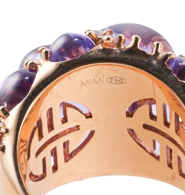 Mimi Milano Amethyst Sapphire Gold Dome Ring