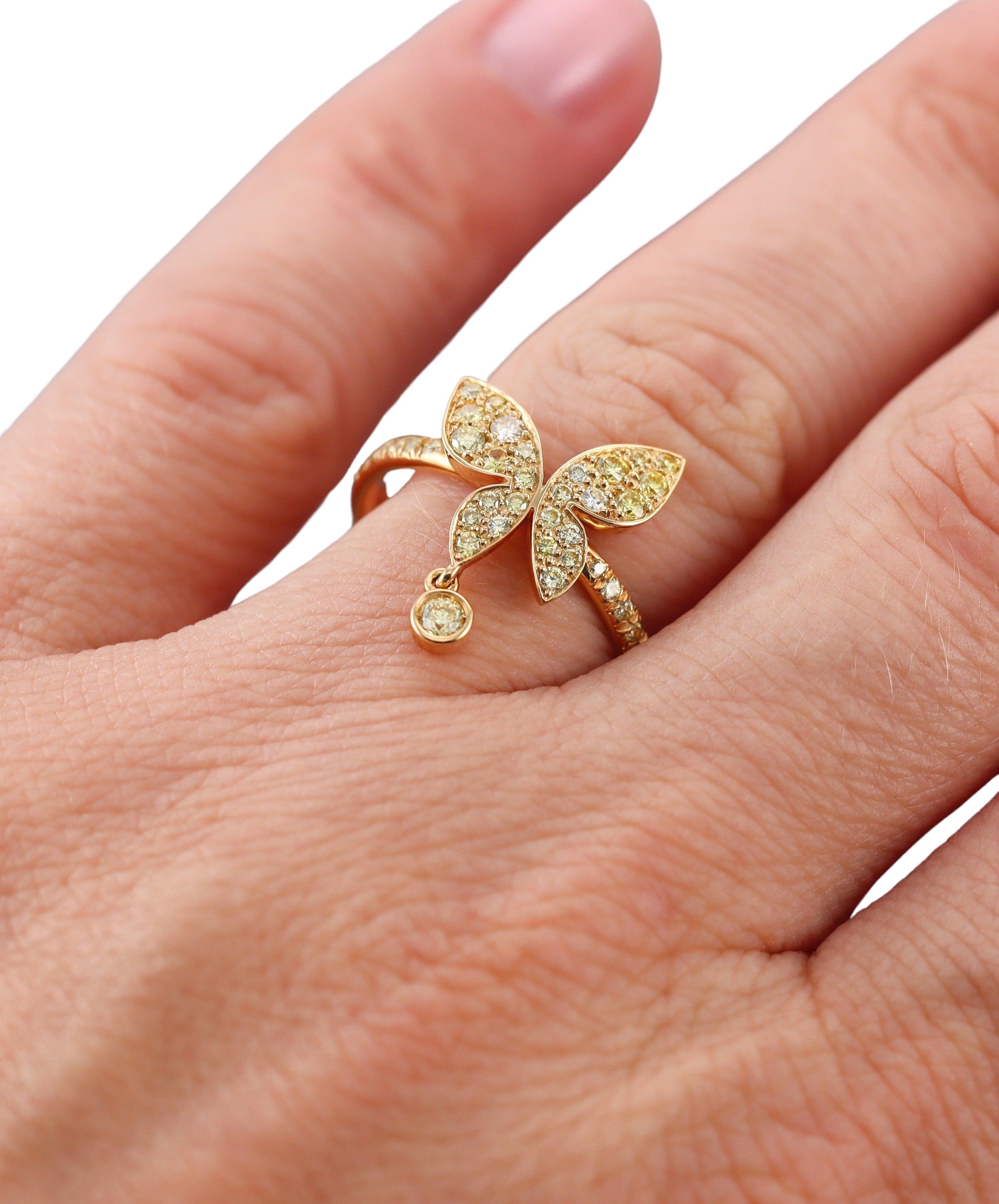 Mimi Milano Farfalla Yellow Diamond 18k Gold Butterfly Ring