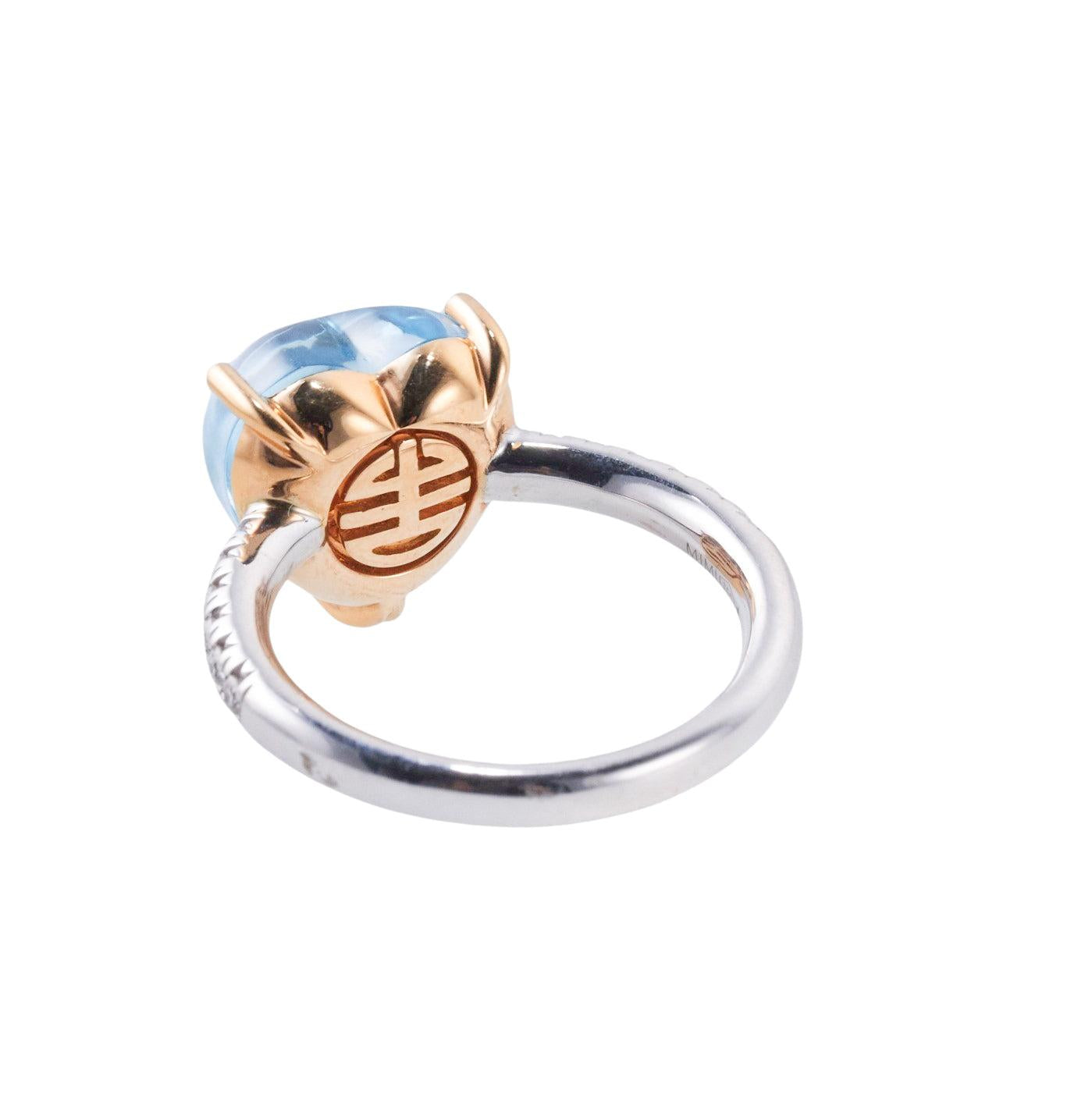 Mimi Milano Juliet Blue Topaz Diamond Gold Heart Ring