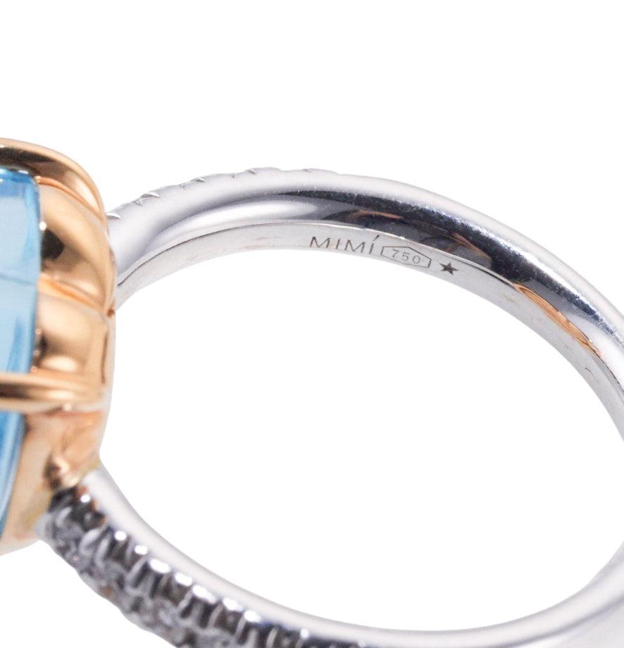 Mimi Milano Juliet Blue Topaz Diamond Gold Heart Ring
