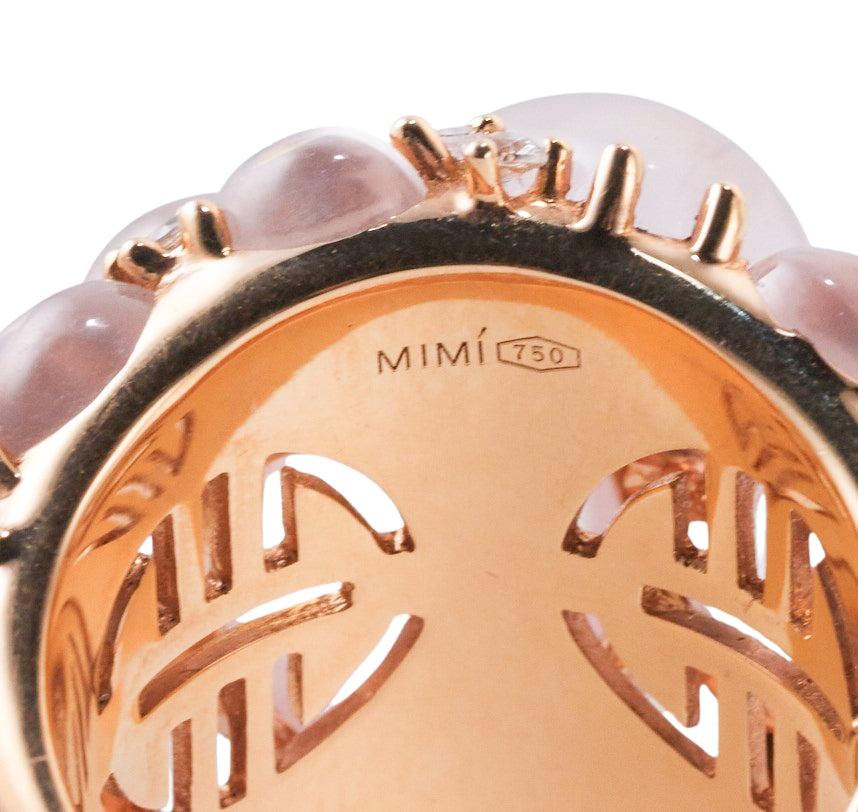 Mimi Milano Juliet Rose Quartz Sapphire Gold Dome Ring