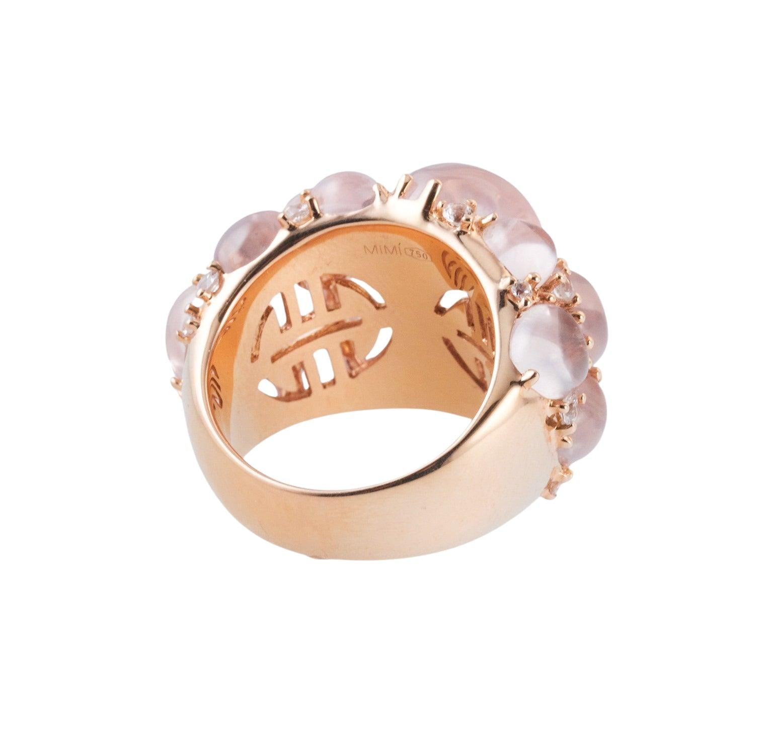 Mimi Milano Juliet Rose Quartz Sapphire Gold Heart Ring