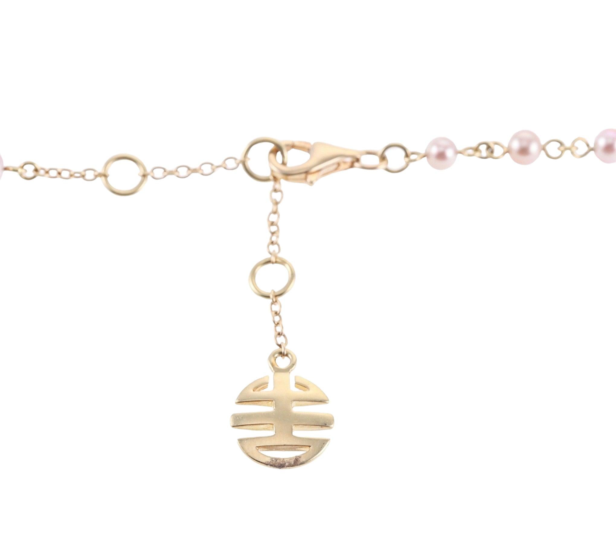 Mimi Milano Nagai 80" Pearl Amethyst Gold Necklace