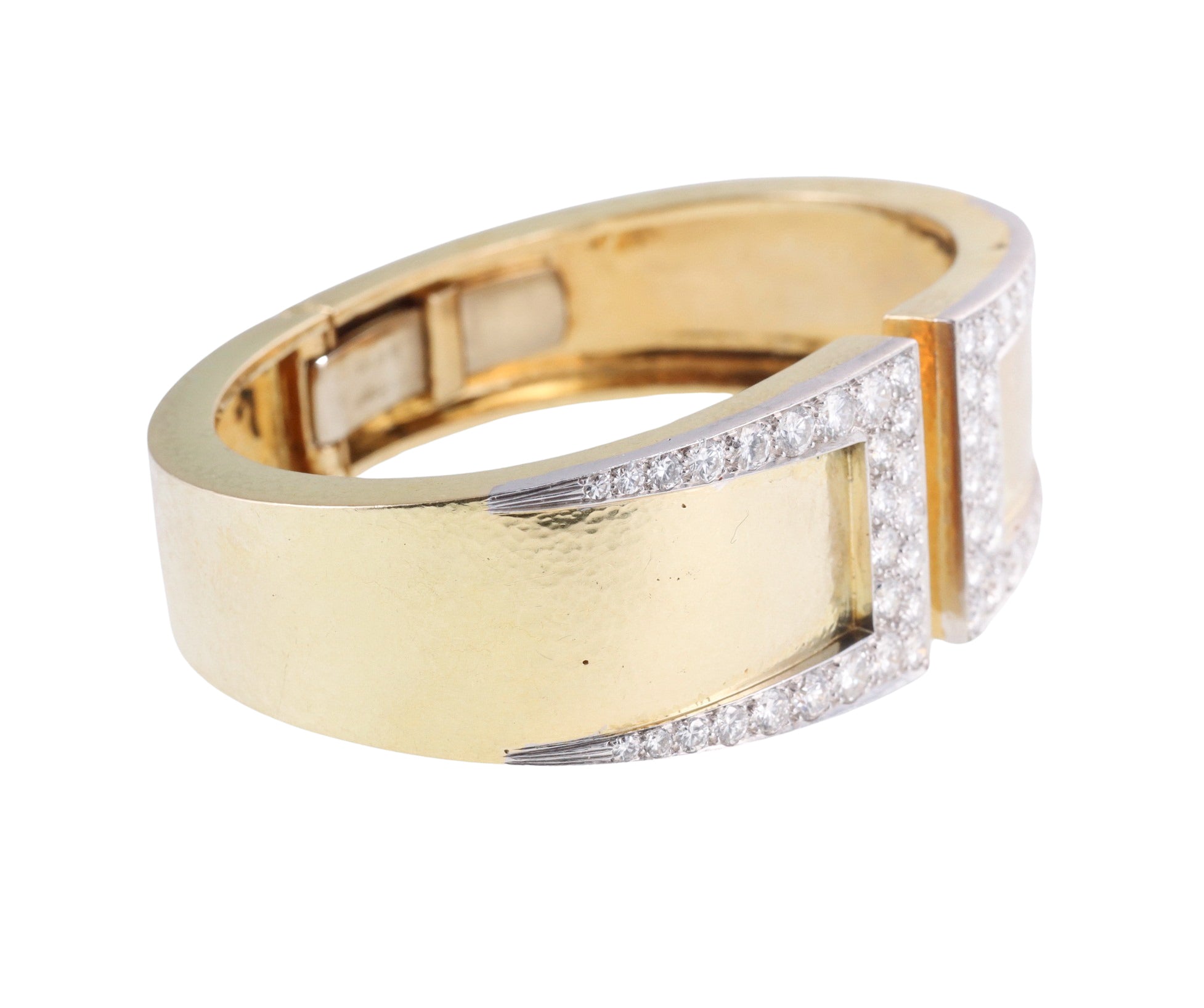 David Webb Diamond Gold Platinum Gap Cuff Bracelet