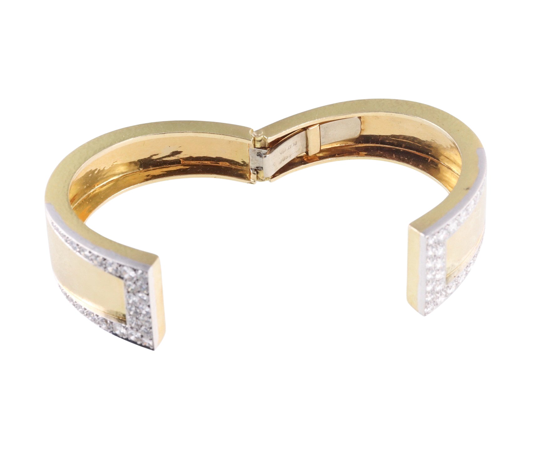 David Webb Diamond Gold Platinum Gap Cuff Bracelet