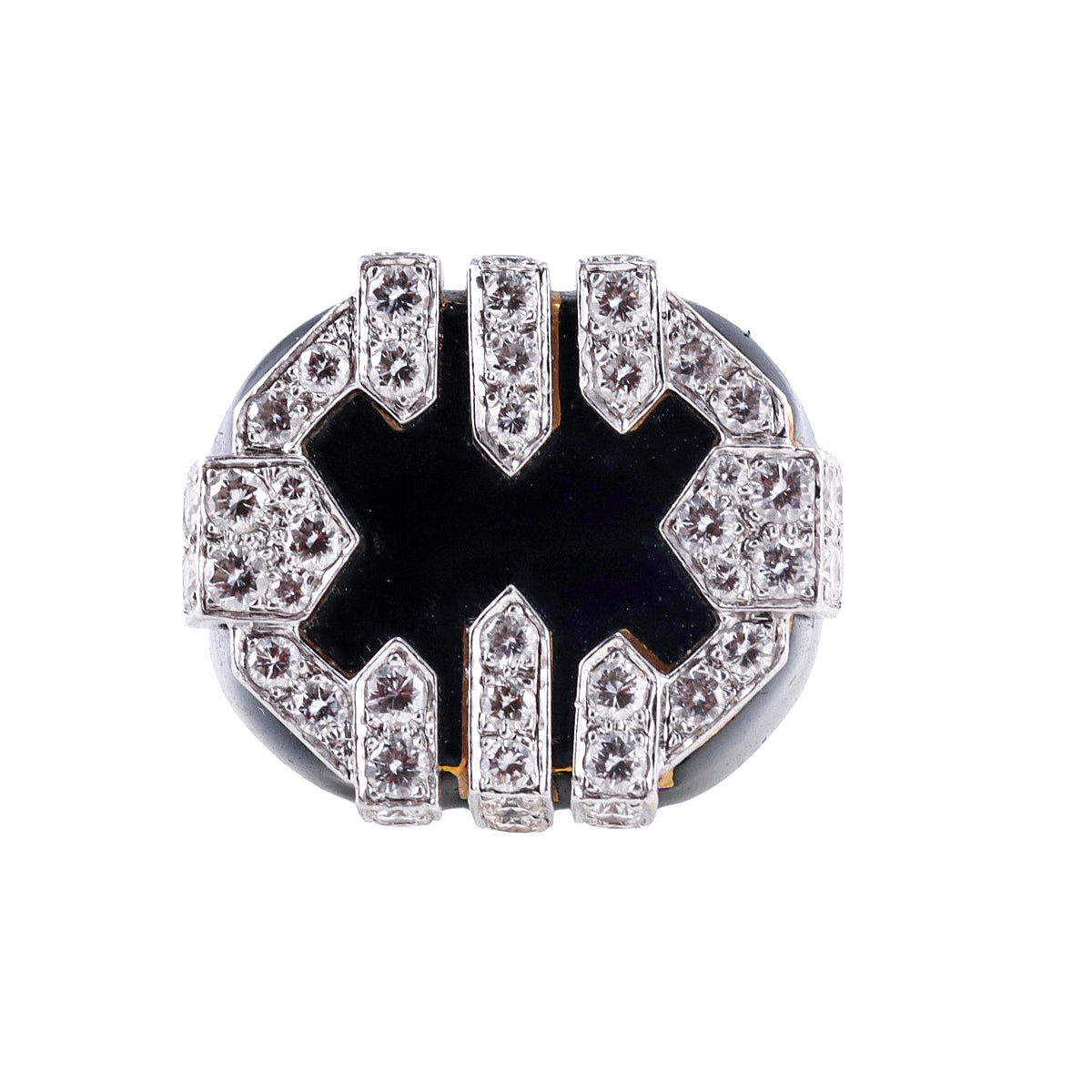 David Webb Diamond Enamel Gold Platinum Grill Ring