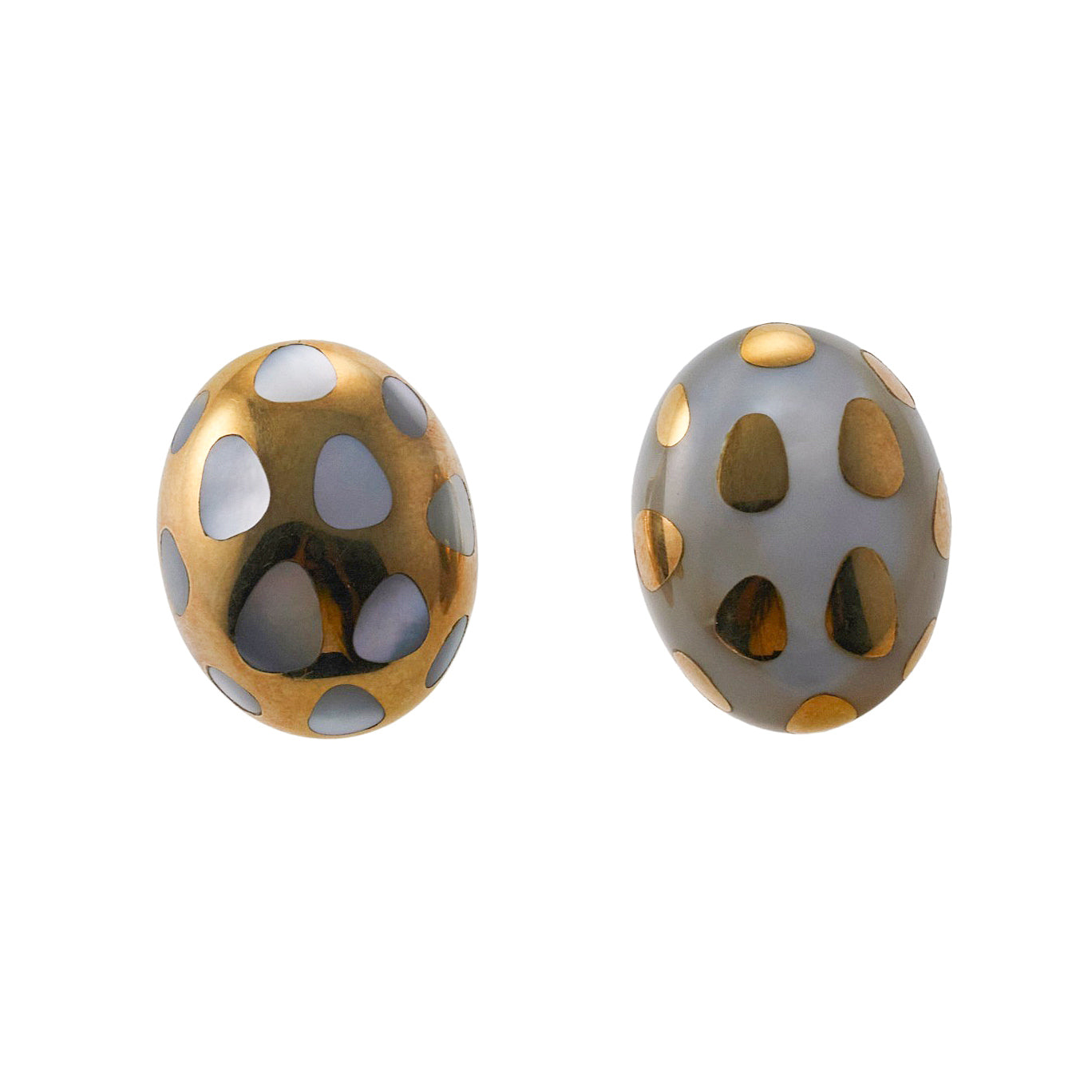Tiffany & Co Mother of Pearl Inlay Gold Positive Negative Earrings