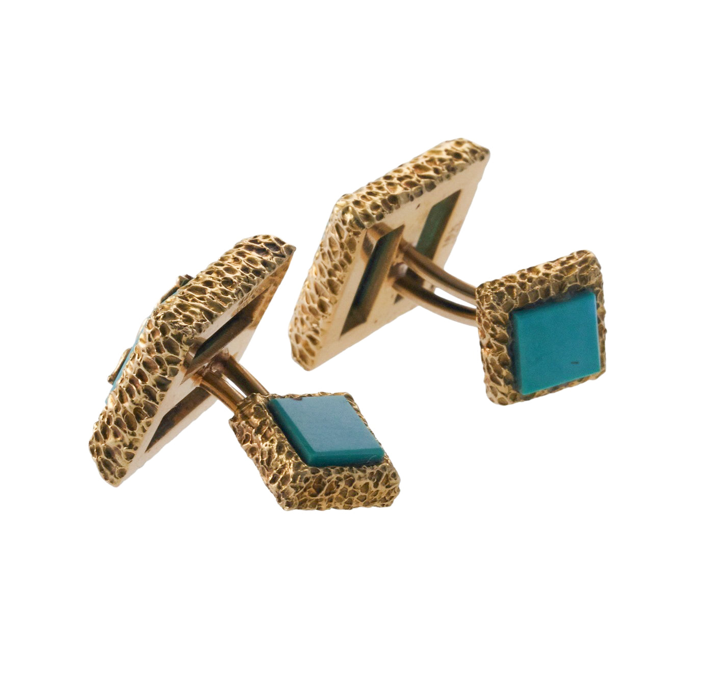 David Webb Turquoise Lion Gold Cufflinks