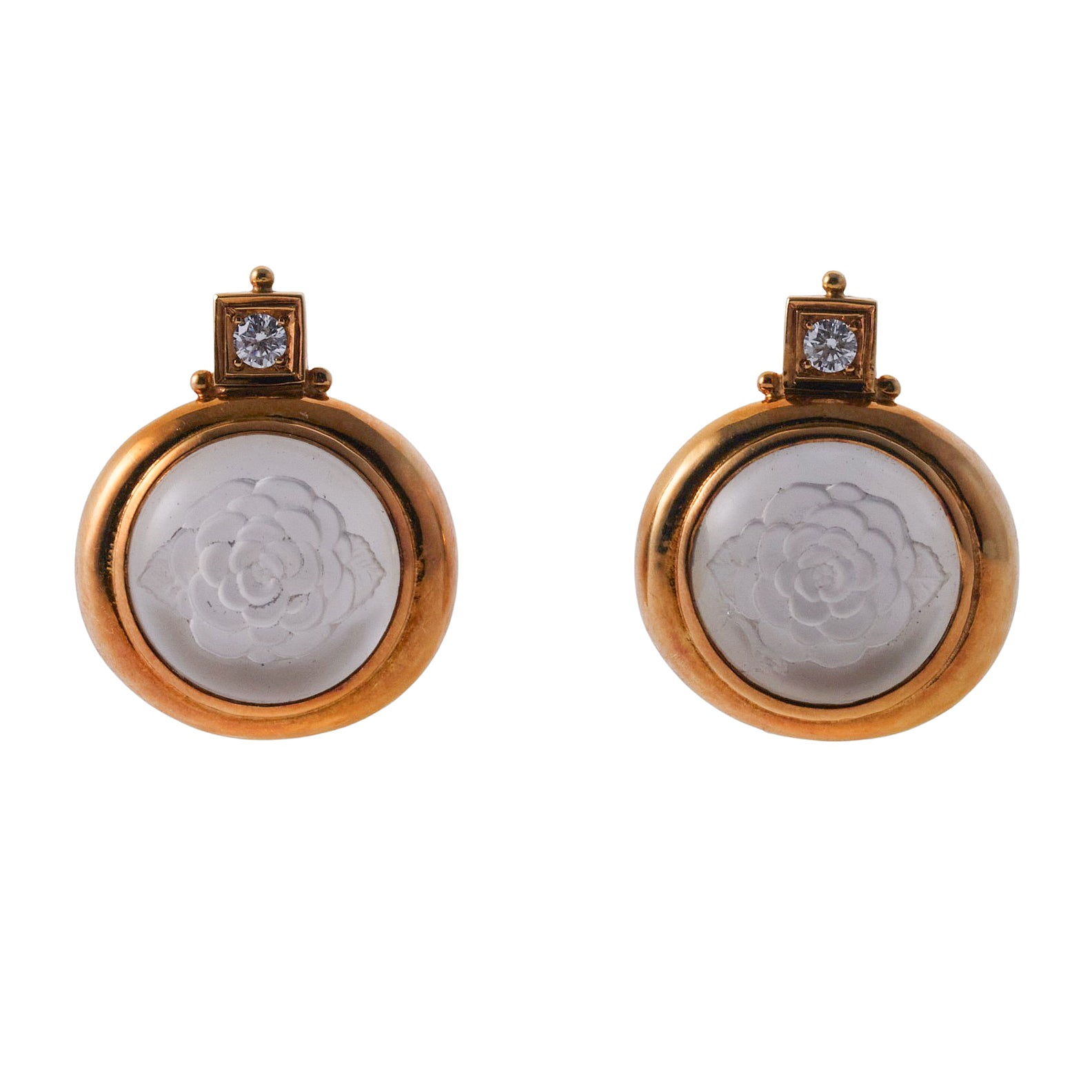 Elizabeth Gage Persian Queen Diamond Crystal Gold Earrings