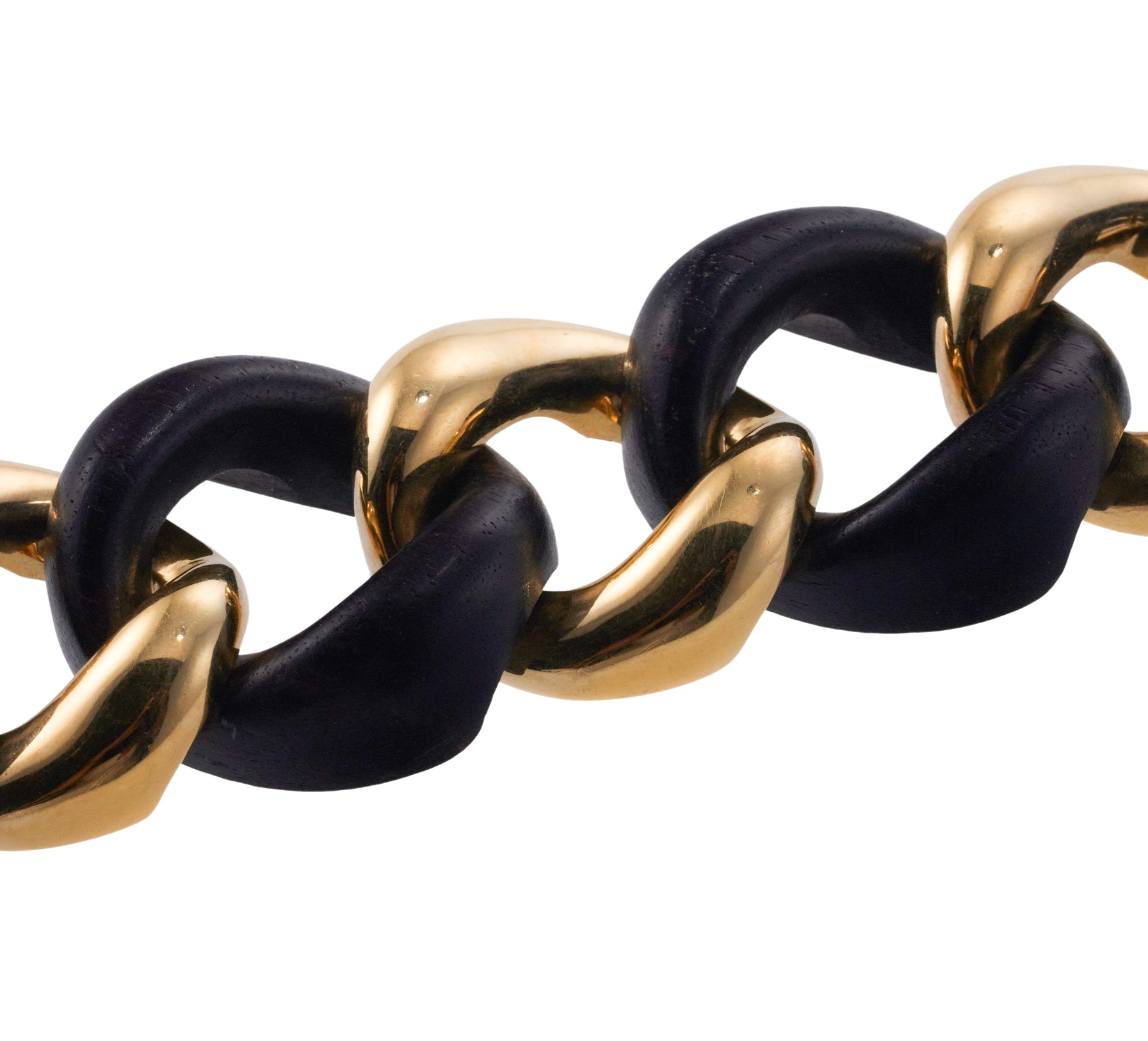 Seaman Schepps Ebony Wood Gold Large Link Bracelet