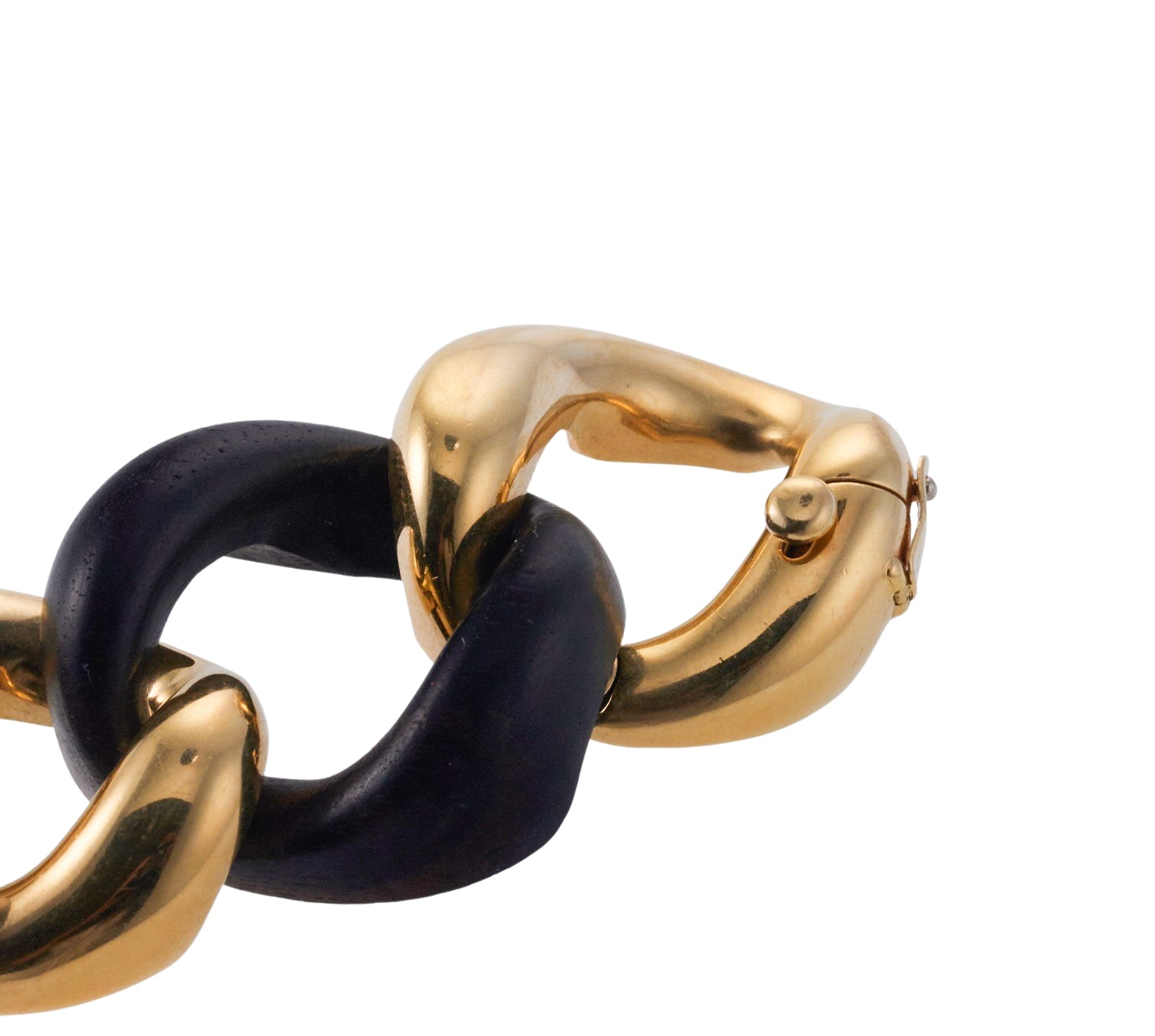 Seaman Schepps Ebony Wood Gold Large Link Bracelet