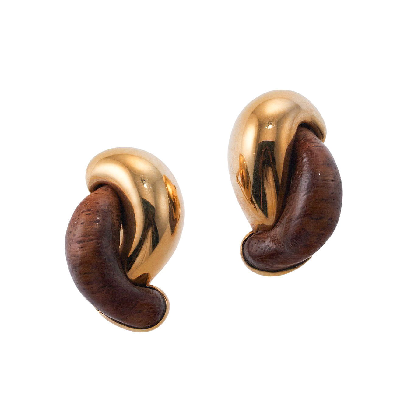 Seaman Schepps Wood Gold Link Earrings