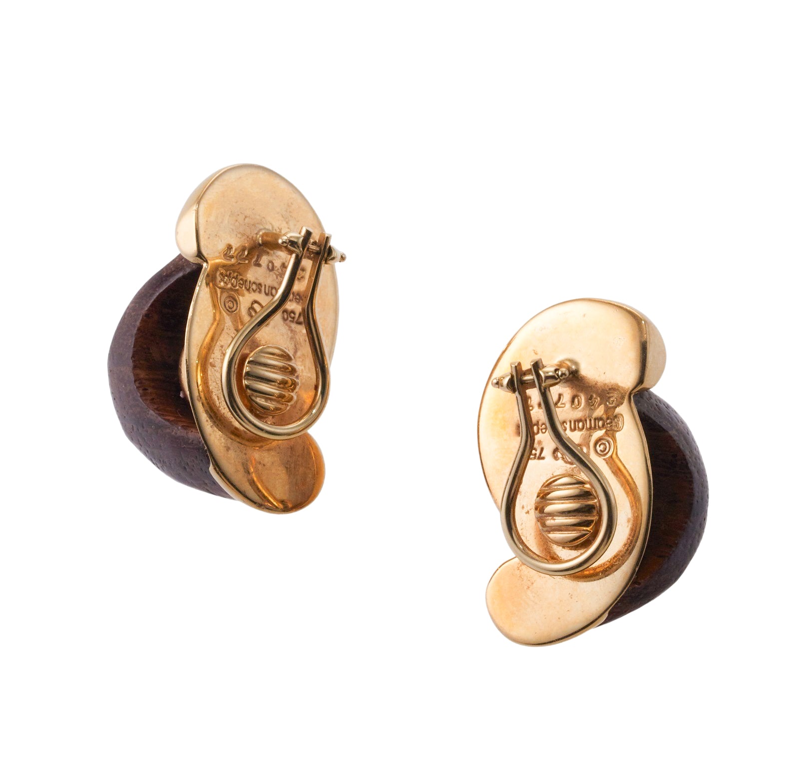 Seaman Schepps Wood Gold Link Earrings