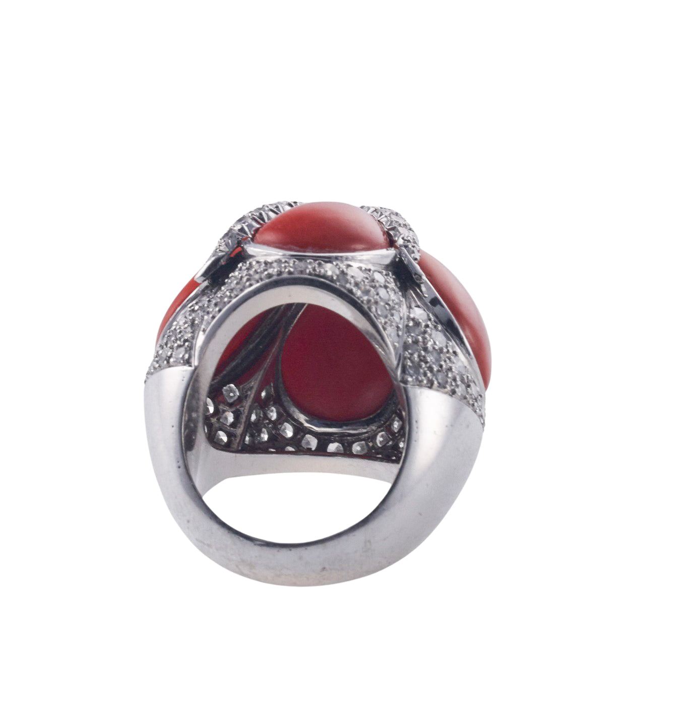 Coral Diamond Gold Dome Ring