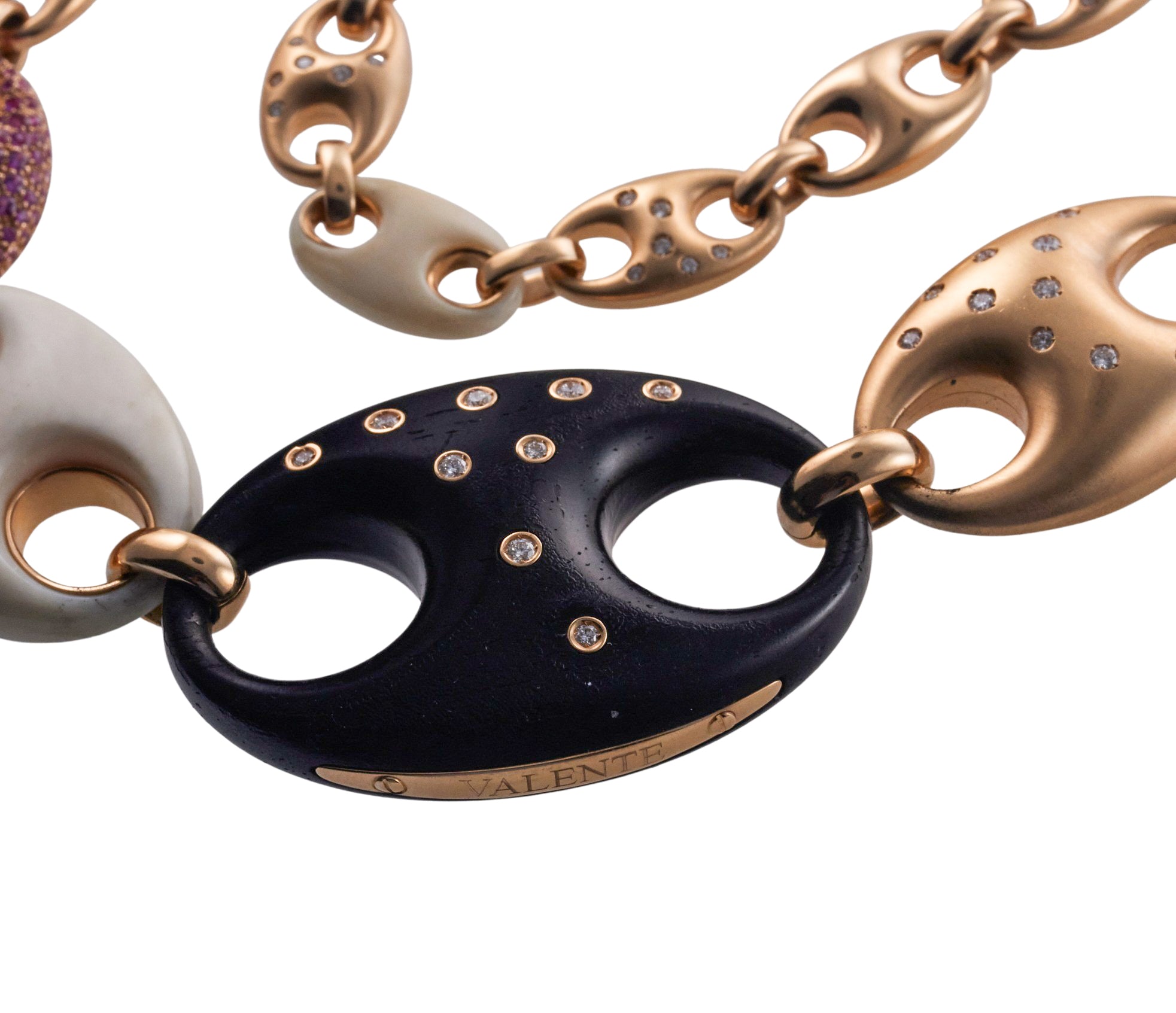 Valente Wood Sapphire Diamond Tourmaline Gold Long Station Necklace