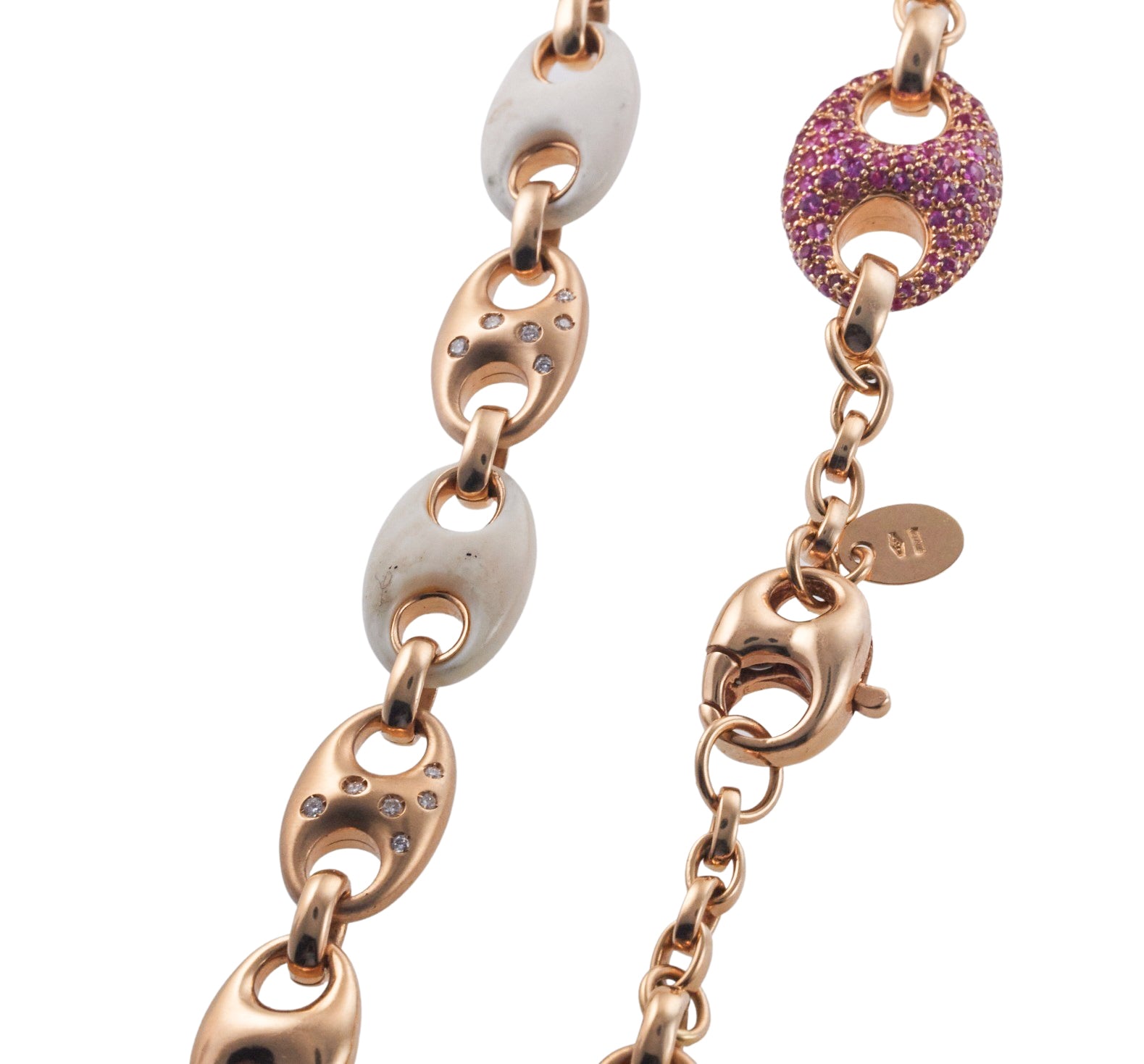 Valente Wood Sapphire Diamond Tourmaline Gold Long Station Necklace