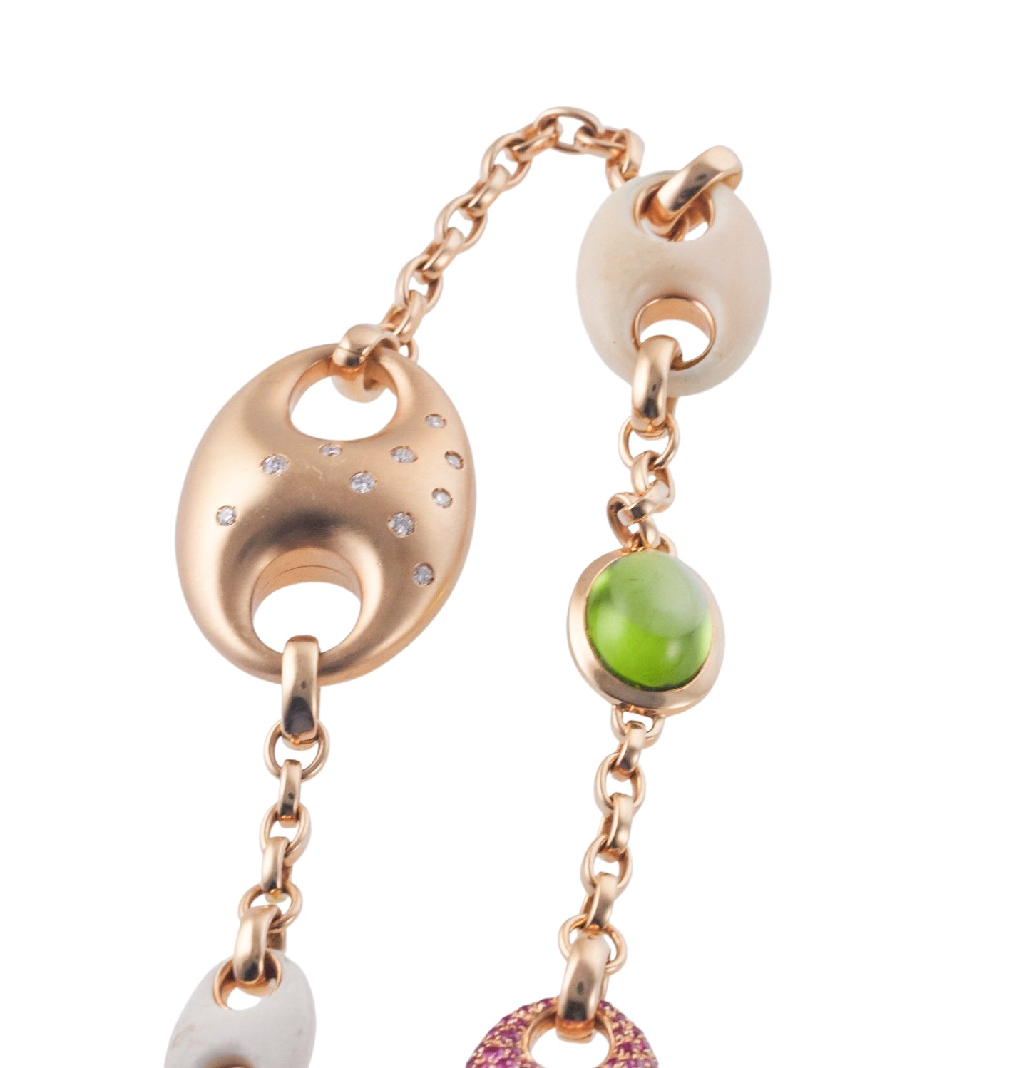 Valente Wood Sapphire Diamond Tourmaline Gold Long Station Necklace