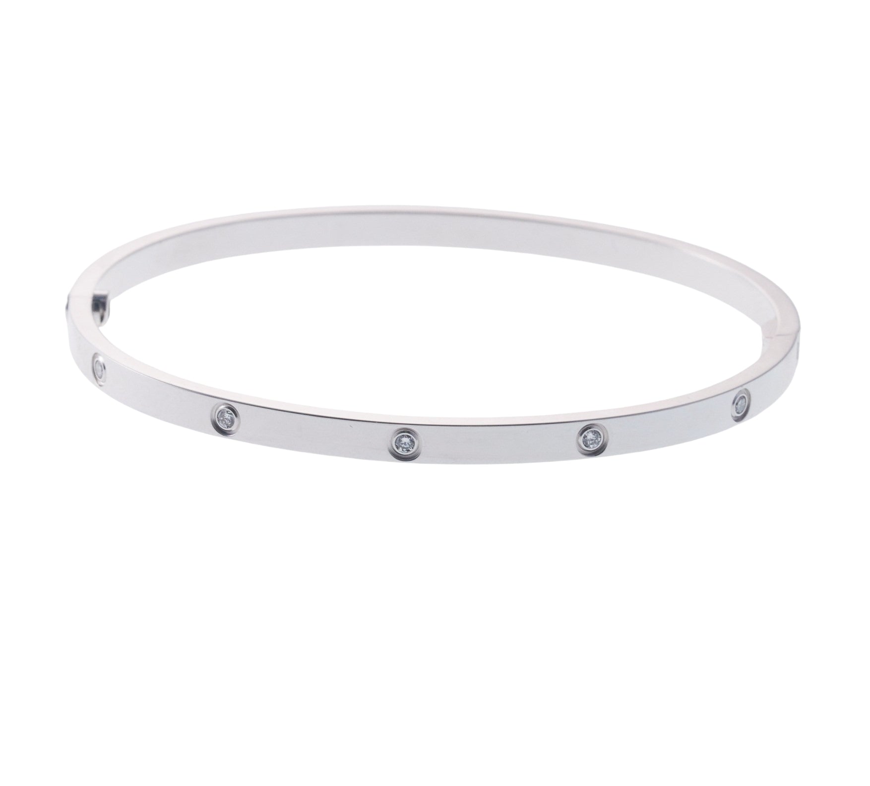 Cartier Love White Gold 10 Diamond Small Model Bracelet Size 18