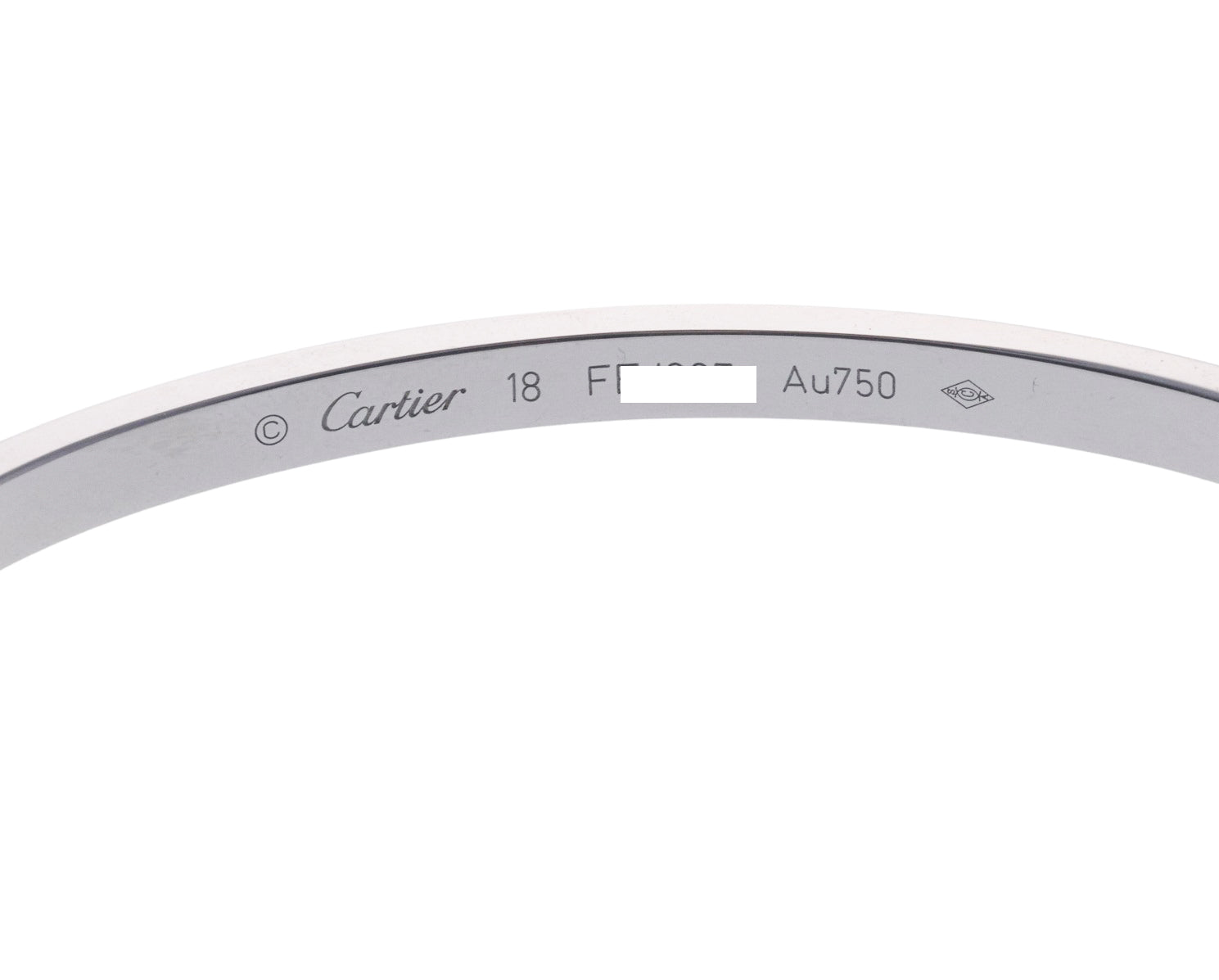 Cartier Love White Gold 10 Diamond Small Model Bracelet Size 18