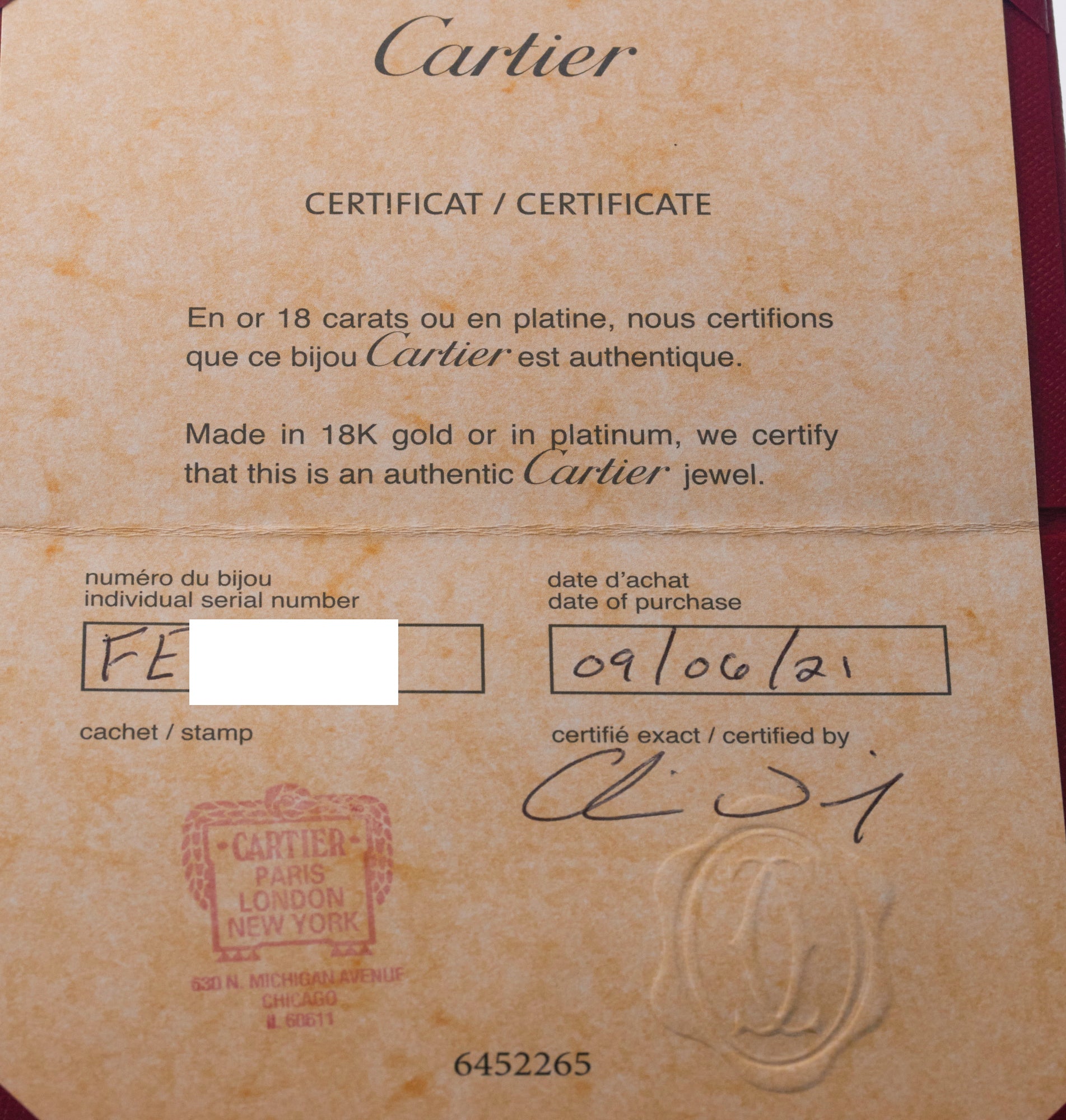 Cartier Love White Gold 10 Diamond Small Model Bracelet Size 18