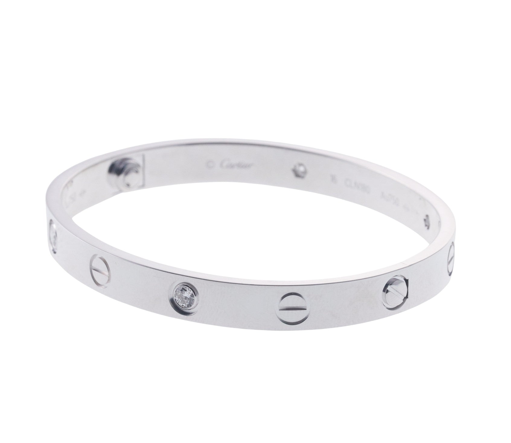 Cartier Love White Gold Diamond Bracelet Size 16