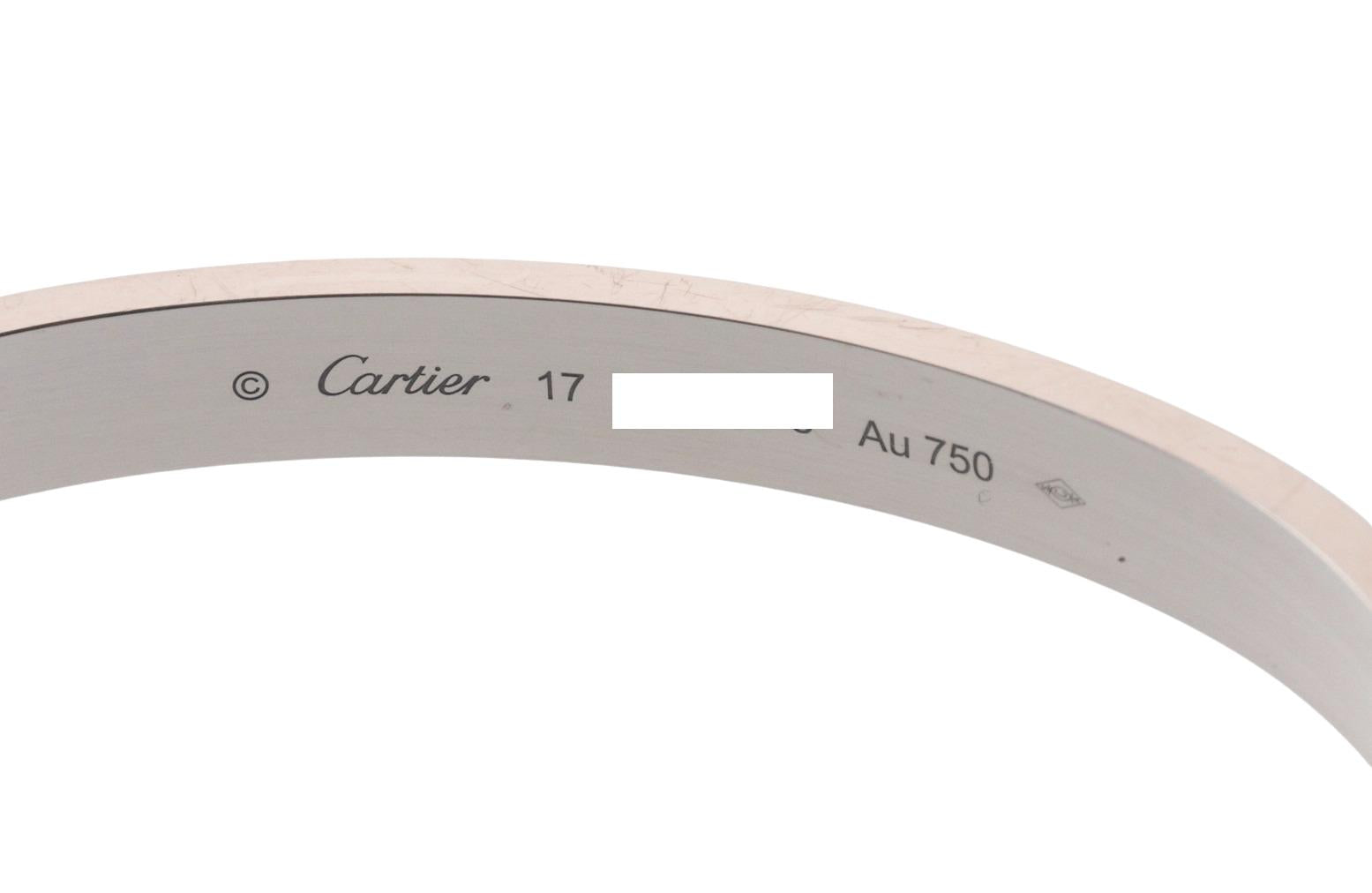 Cartier Love White Gold Bangle Bracelet Size 17