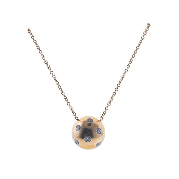 Tiffany & Co Etoile Diamond Gold Platinum Ball Pendant Necklace