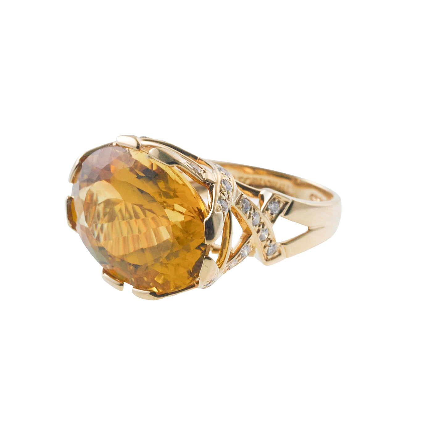 Tiffany & Co Paloma Picasso Citrine Diamond Gold Ring