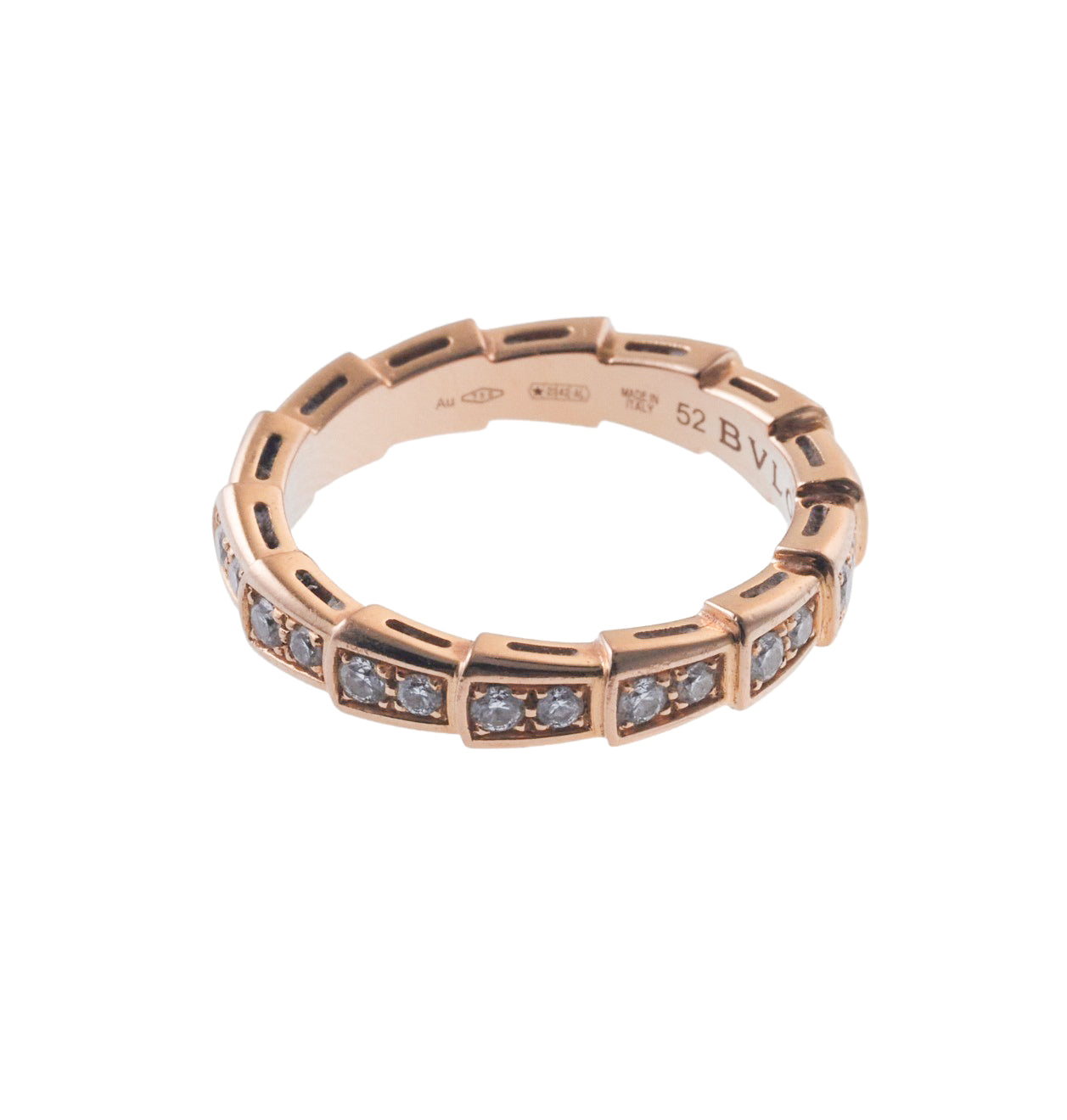 Bulgari Serpenti Viper Rose Gold Diamond Band Ring