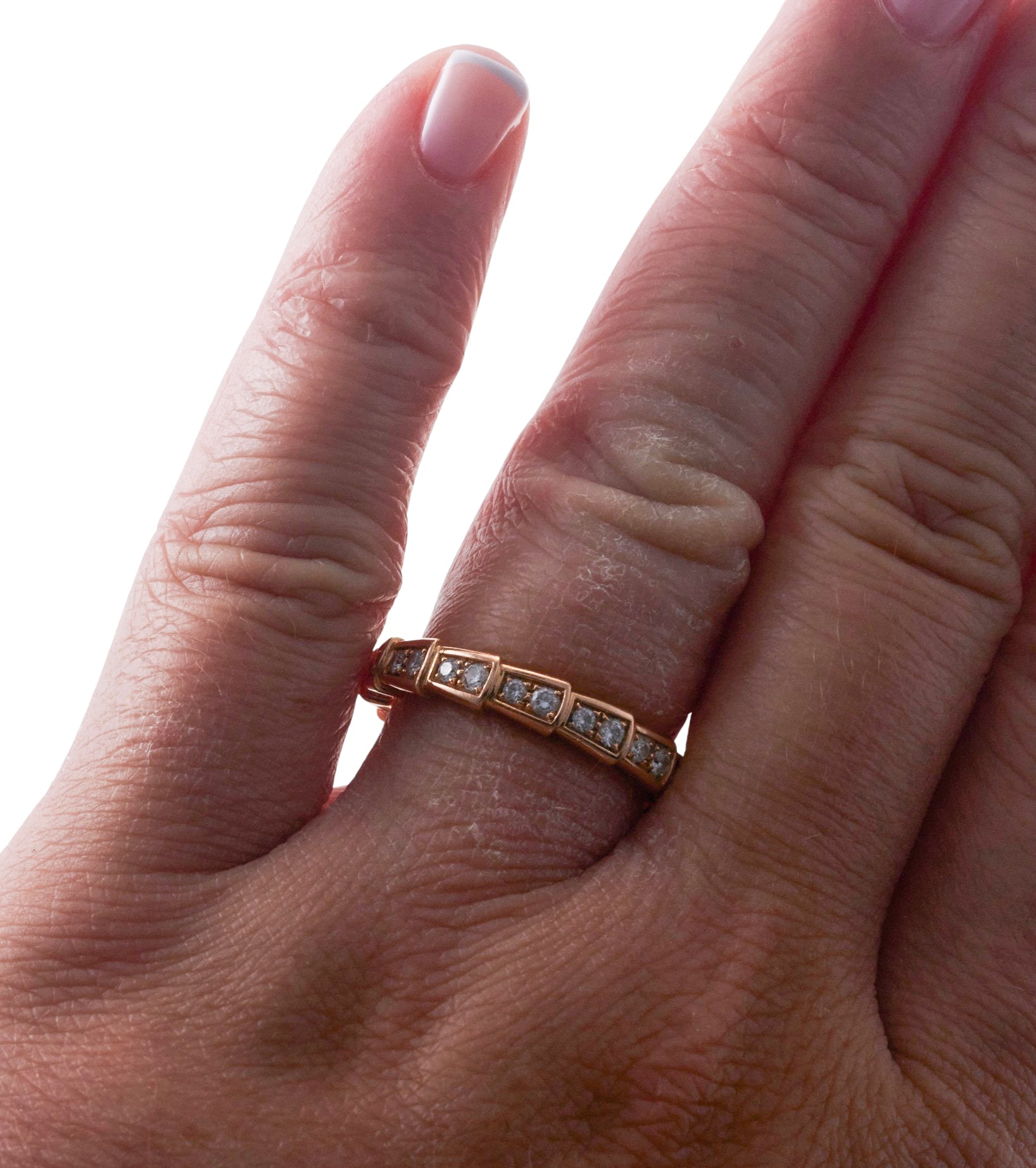Bulgari Serpenti Viper Rose Gold Diamond Band Ring