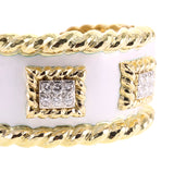 David Webb Diamond Enamel Gold Platinum Cuff Bracelet
