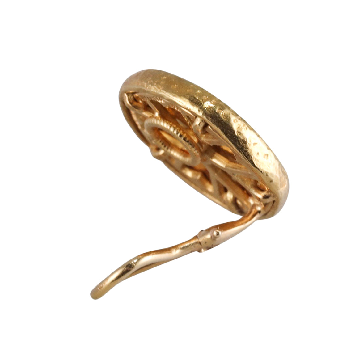 Tiffany & Co Schlumberger Gold Green Enamel Earrings