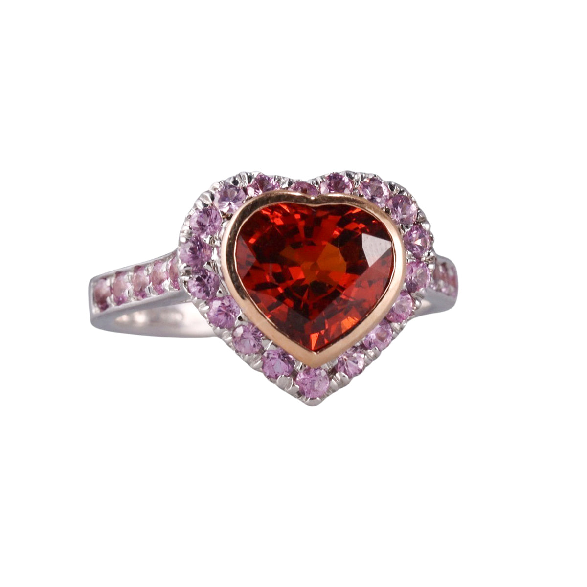 Nardi Gold Madeira Citrine Pink Sapphire Heart Ring