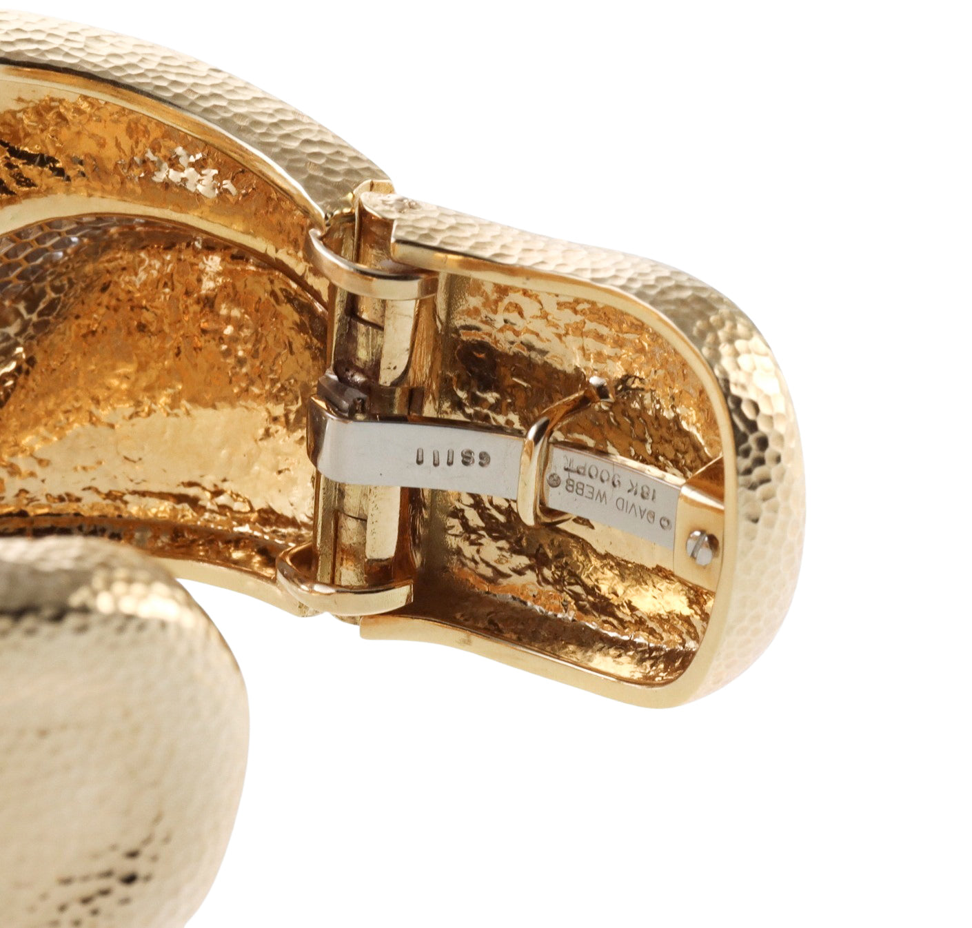 David Webb Carved Crystal Diamond Gold Platinum Cuff Bracelet